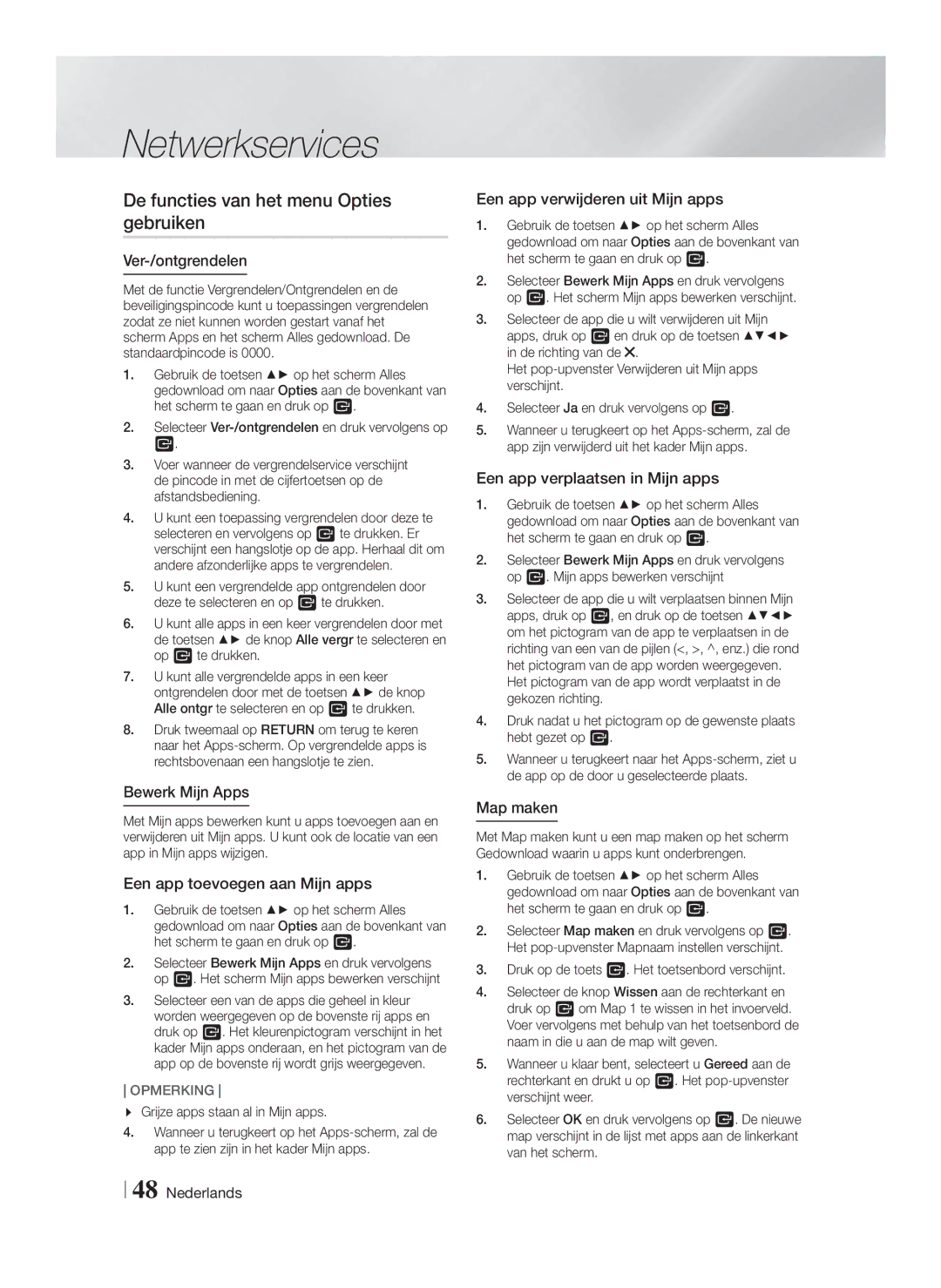 Samsung HT-F6500/XN, HT-F6550W/EN, HT-F6530W/EN, HT-F6530W/XN, HT-F6550W/XN manual De functies van het menu Opties gebruiken 