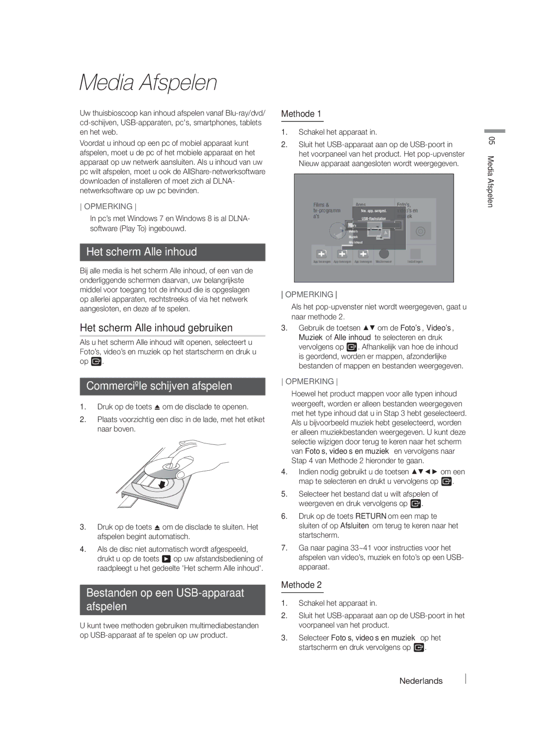 Samsung HT-F6530W/XN, HT-F6550W/EN Media Afspelen, Het scherm Alle inhoud gebruiken, Commerciële schijven afspelen 