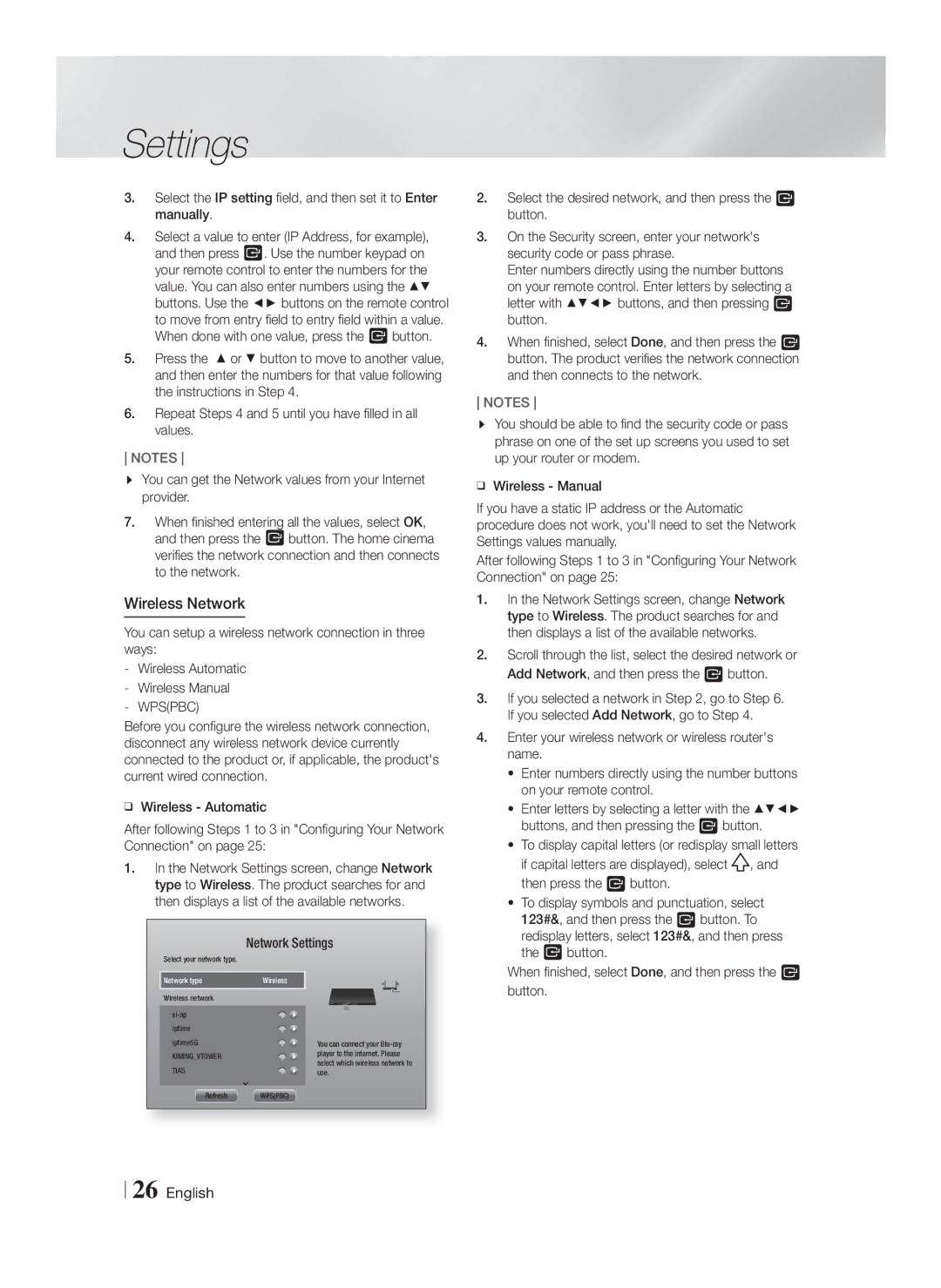 Samsung HT-F6550W/SJ manual Wireless Network, Wpspbc 