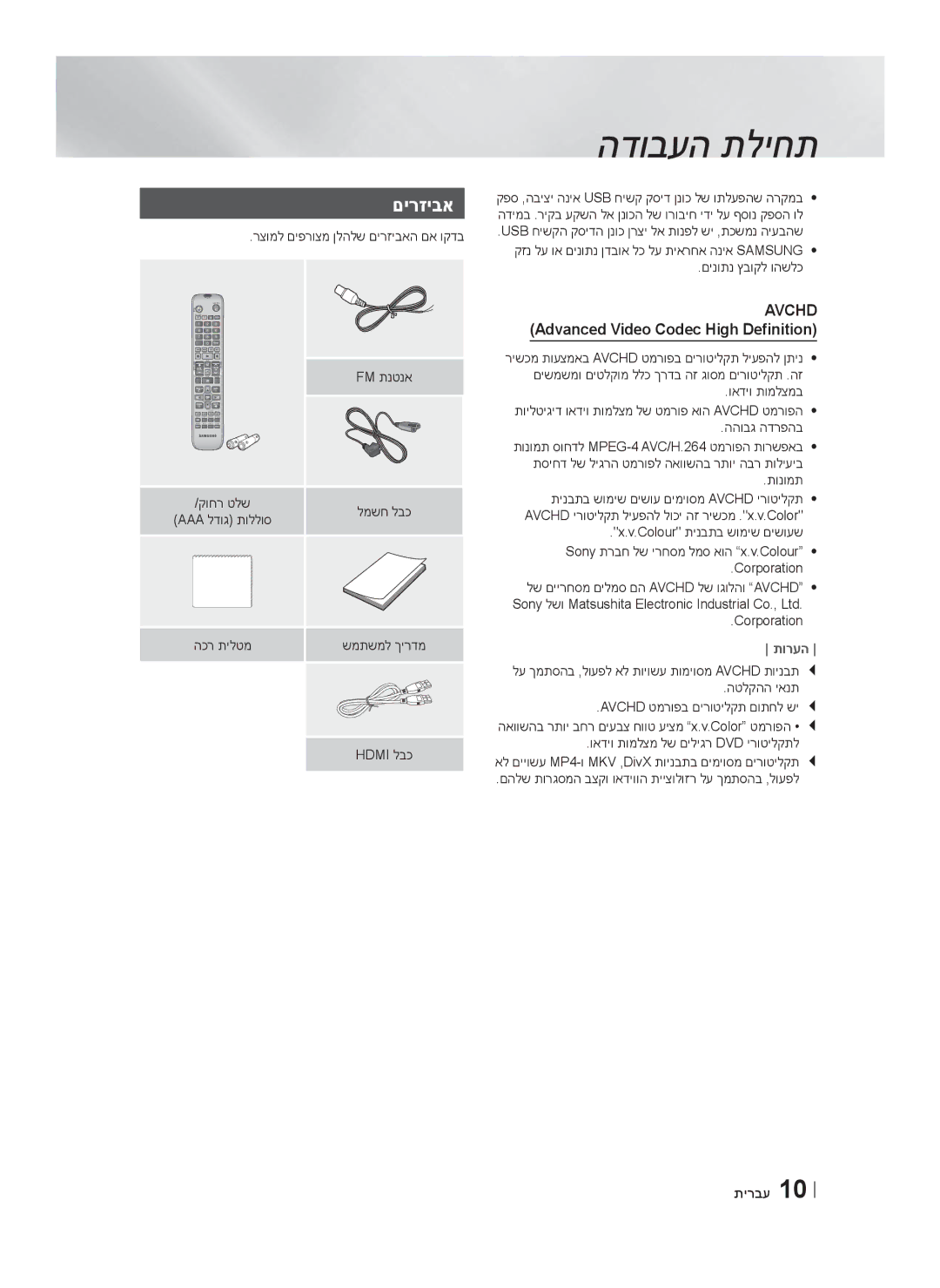 Samsung HT-F6550W/SQ manual םירזיבא, Advanced Video Codec High Definition 