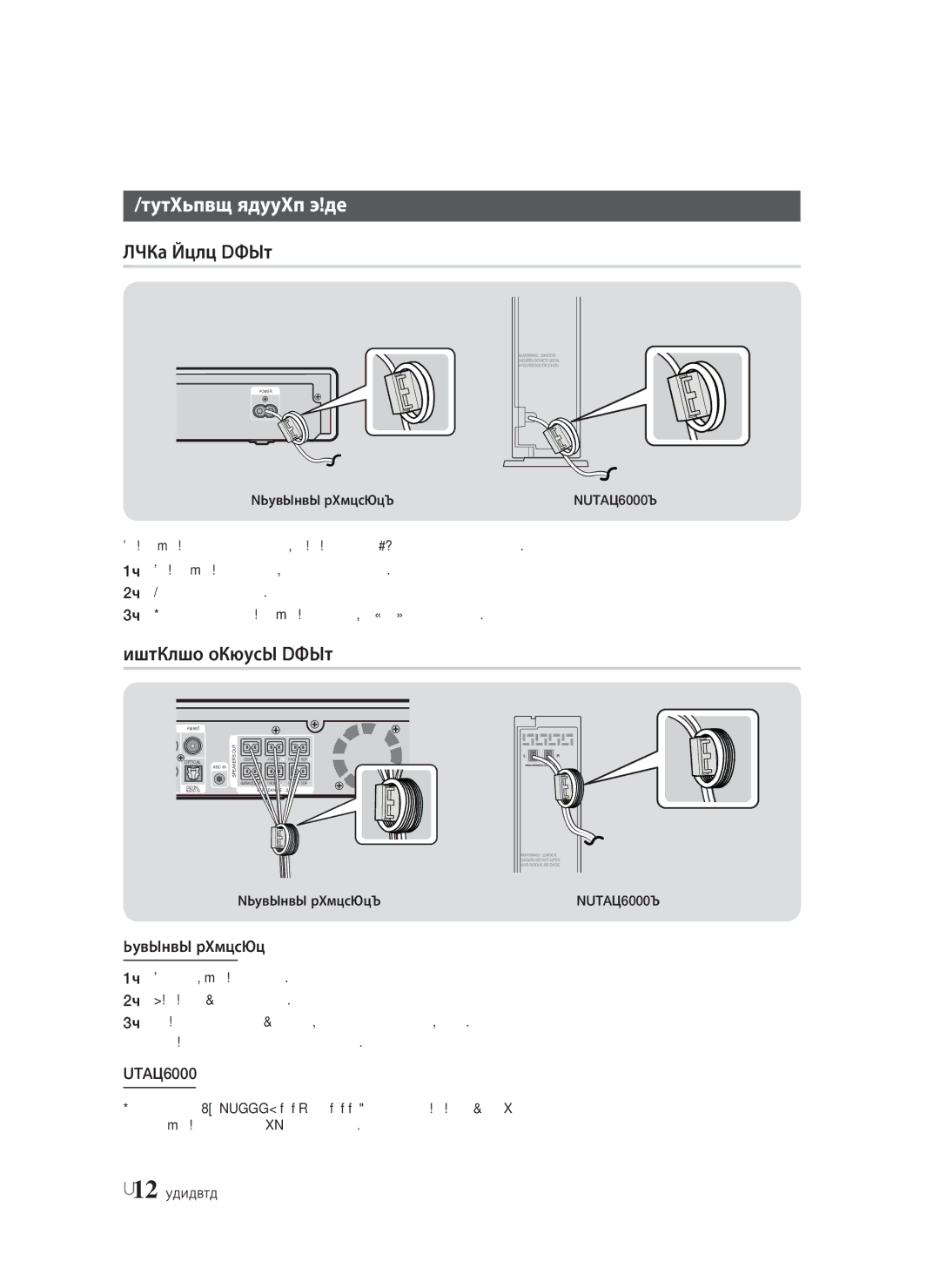 Samsung HT-F9750W/RU manual Тороидтық феррит өзек, Қуат сымы үшін, Динамик кабелі үшін, Негізгі құрылғы, 12 Қазақша 