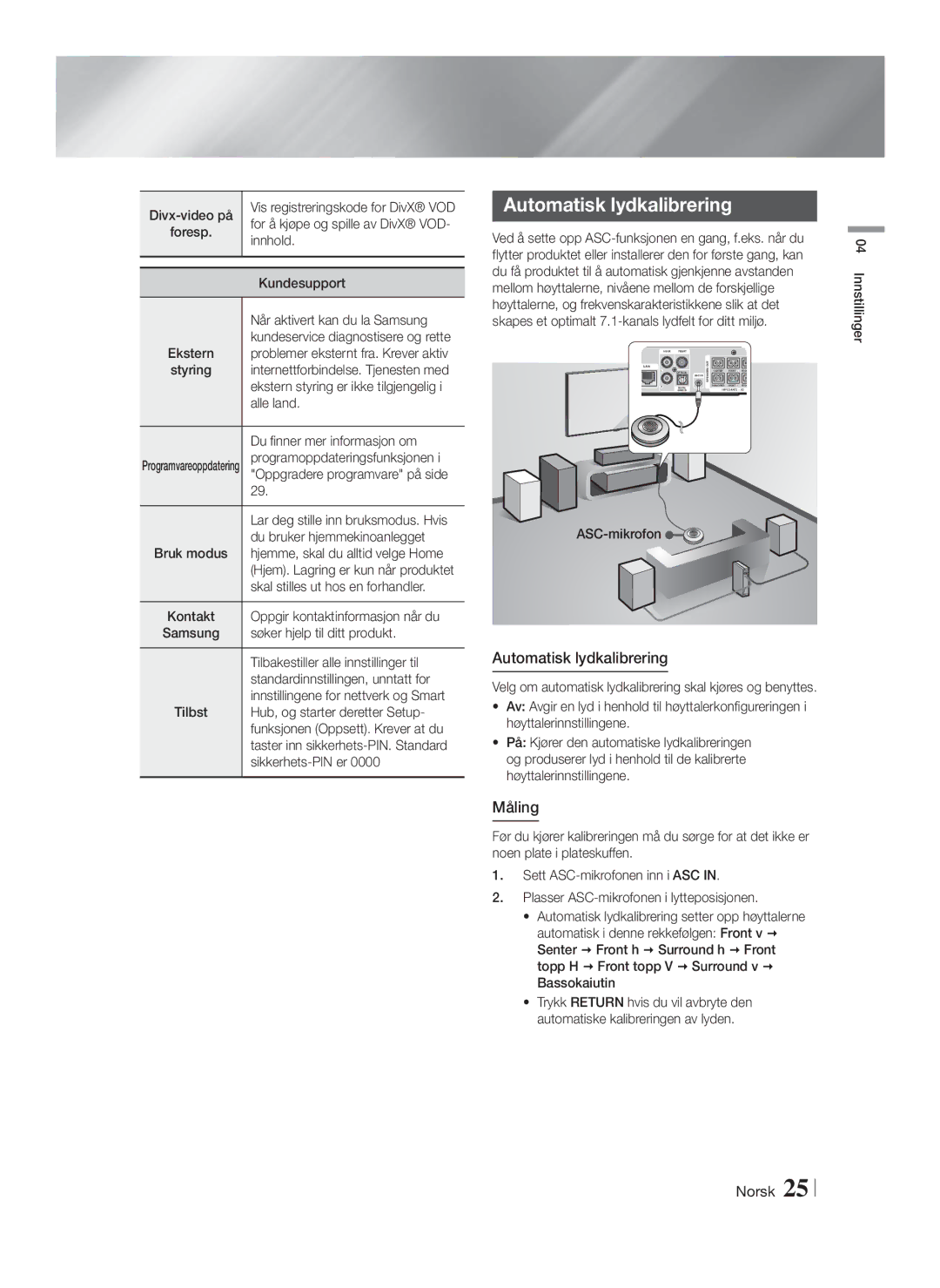 Samsung HT-F9750W/XE manual Automatisk lydkalibrering 