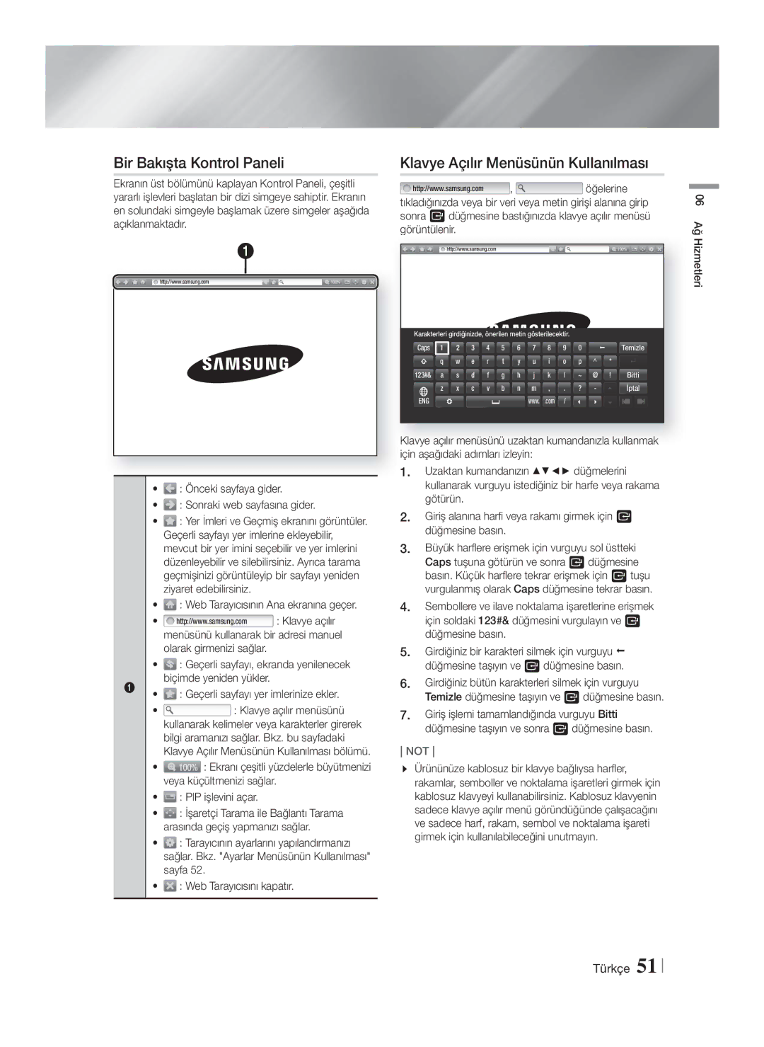 Samsung HT-F9750W/TK, HT-F9750W/XN, HT-F9750W/EN manual Bir Bakışta Kontrol Paneli, Klavye Açılır Menüsünün Kullanılması 