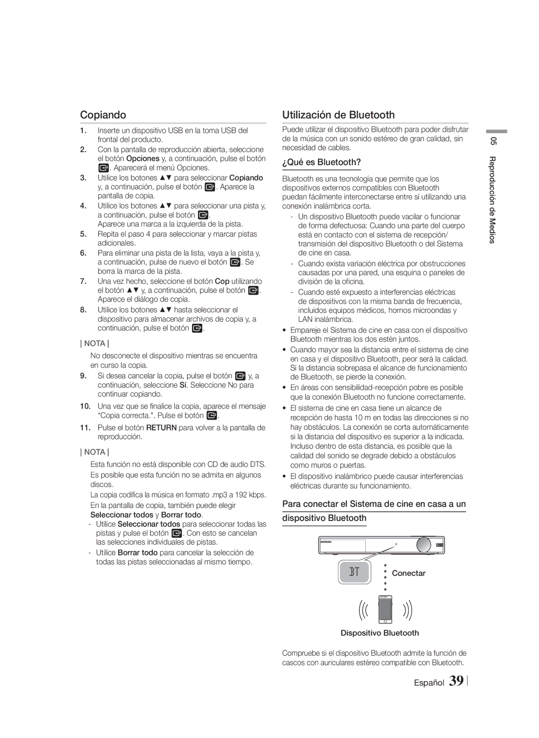 Samsung HT-F9750W/ZF manual Copiando, Utilización de Bluetooth, ¿Qué es Bluetooth?, Conectar Dispositivo Bluetooth 