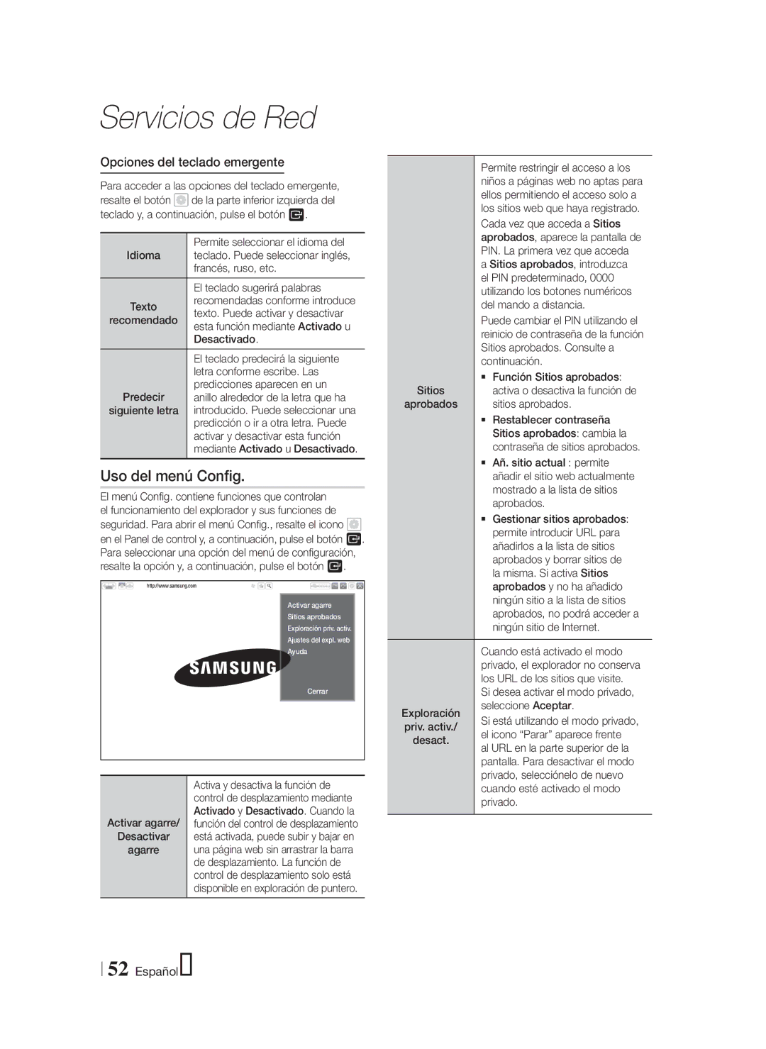 Samsung HT-F9750W/ZF manual Uso del menú Config, Opciones del teclado emergente 