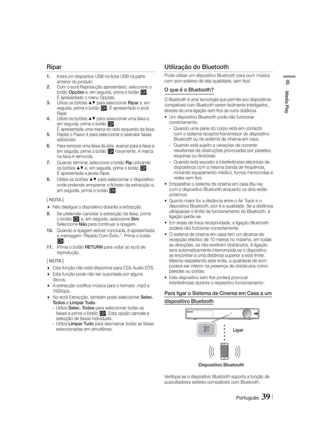 Samsung HT-F9750W/ZF manual Ripar, Utilização do Bluetooth, Que é o Bluetooth? 