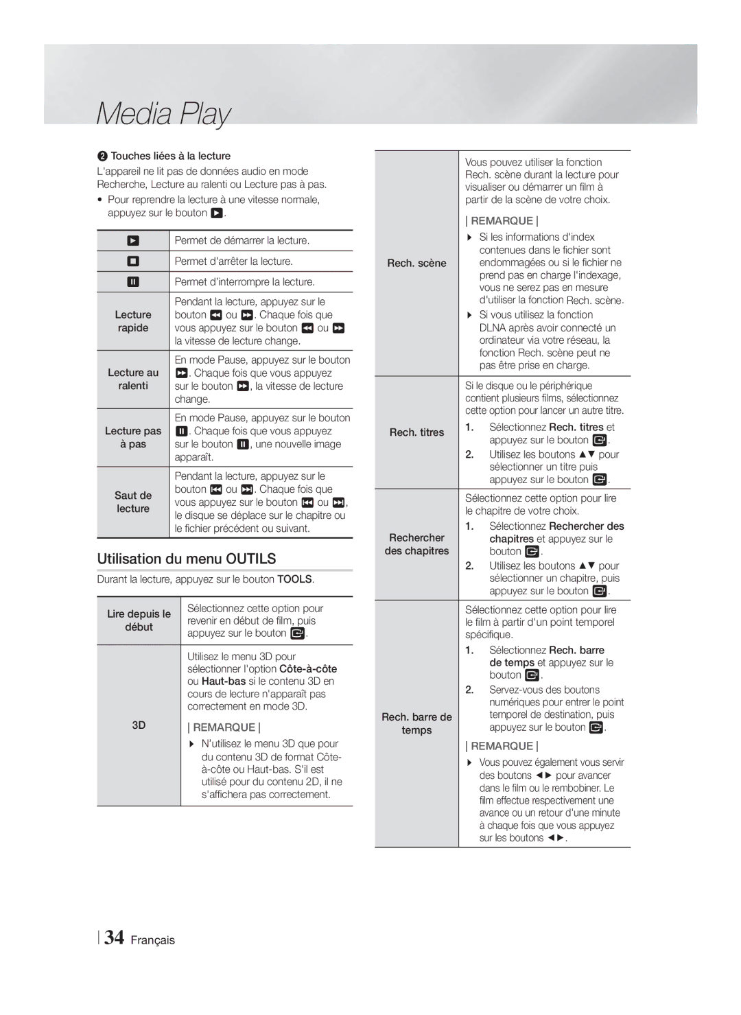 Samsung HT-F9759W/ZG manual Utilisation du menu Outils 