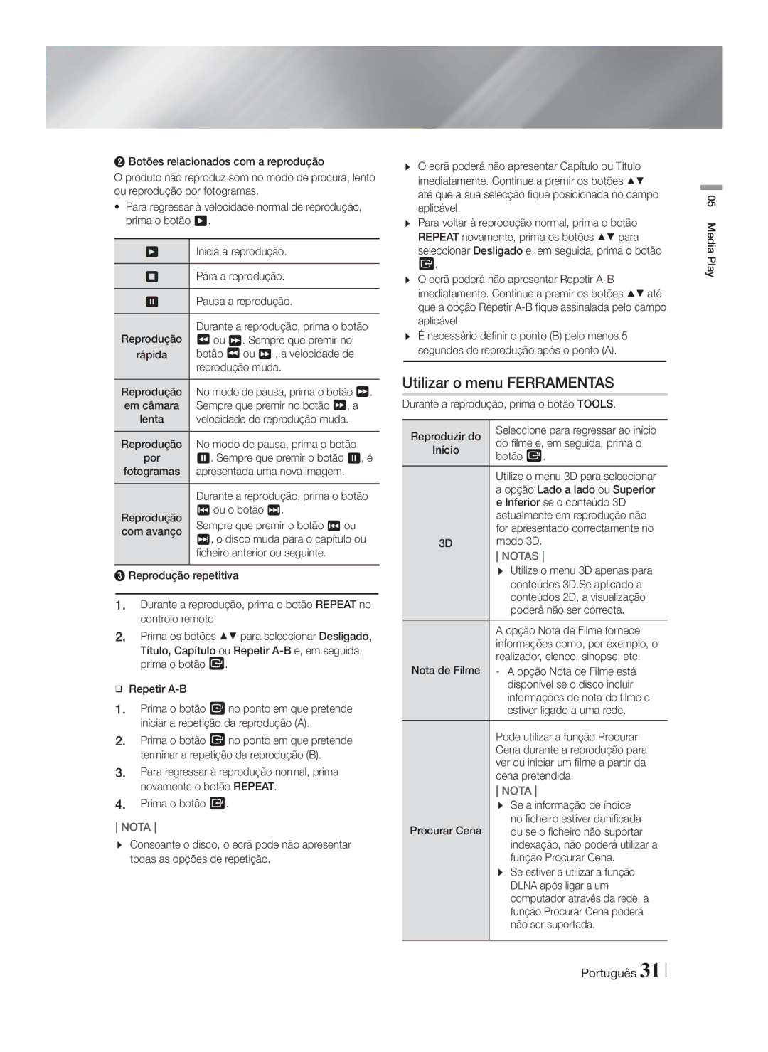 Samsung HT-F5200/ZF, HT-FS5200/EN, HT-FS5200/ZF manual Utilizar o menu Ferramentas 