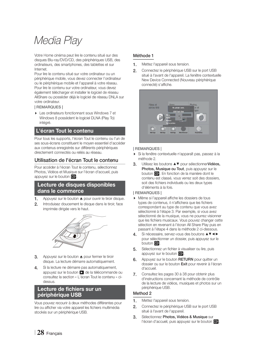 Samsung HT-F5200/ZF, HT-FS5200/EN, HT-FS5200/ZF Media Play, Lécran Tout le contenu, Utilisation de lécran Tout le contenu 