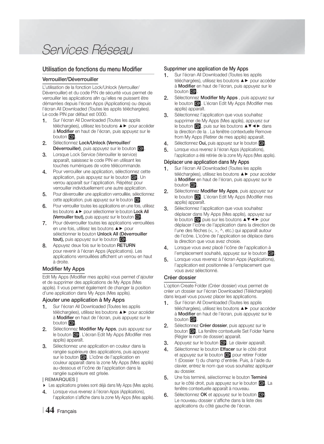 Samsung HT-FS5200/ZF, HT-FS5200/EN, HT-F5200/ZF manual Utilisation de fonctions du menu Modifier 