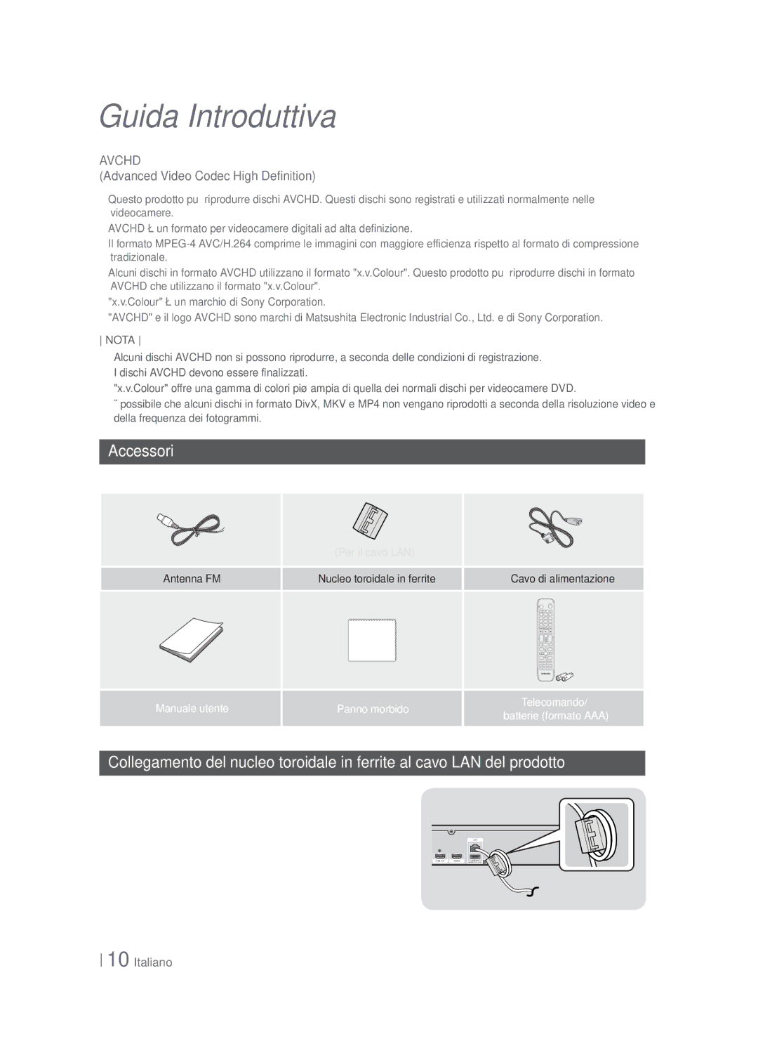 Samsung HT-FS5200/ZF, HT-FS5200/EN, HT-F5200/ZF manual Accessori, Advanced Video Codec High Definition 