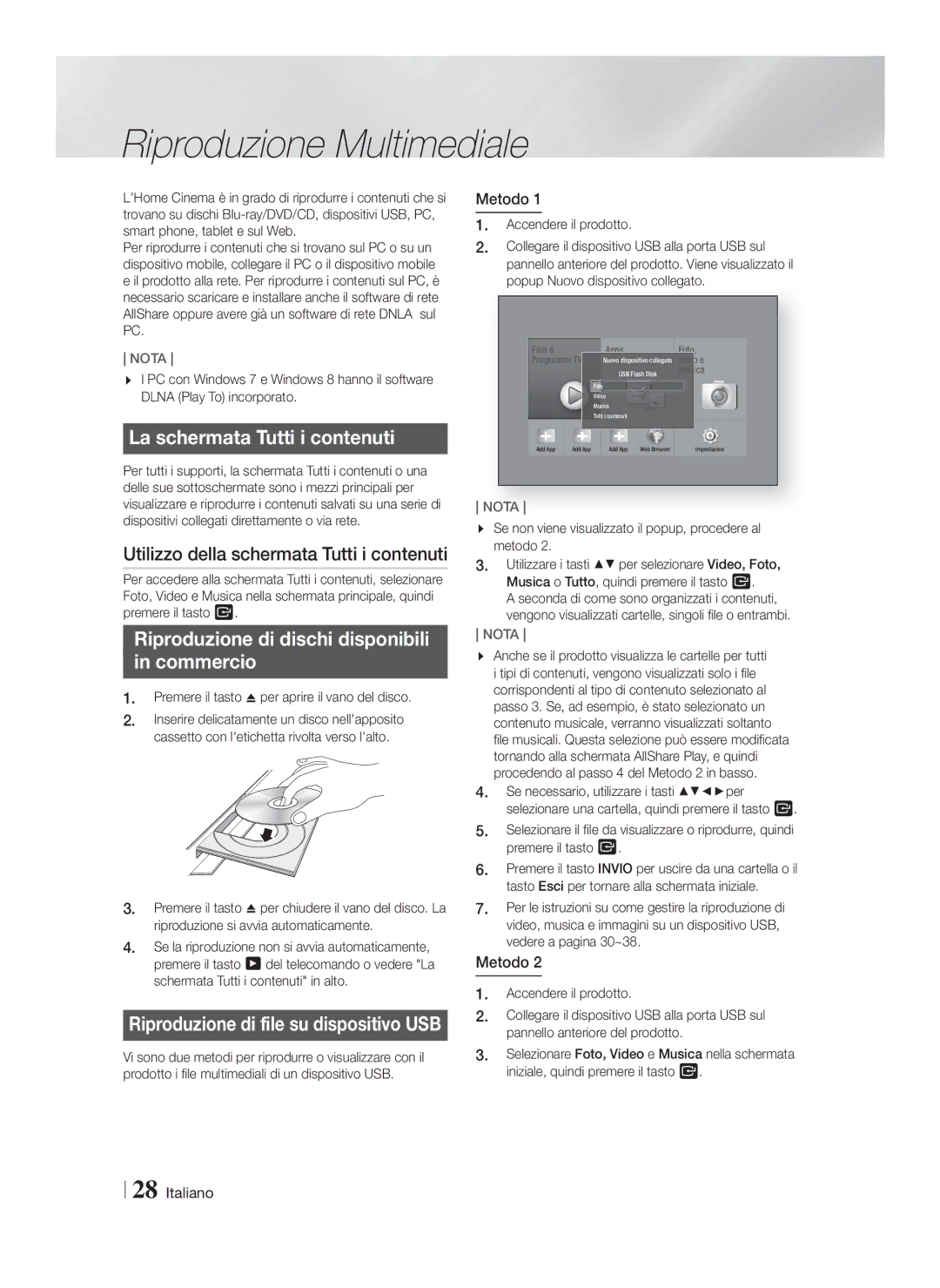 Samsung HT-FS5200/ZF Riproduzione Multimediale, La schermata Tutti i contenuti, Utilizzo della schermata Tutti i contenuti 