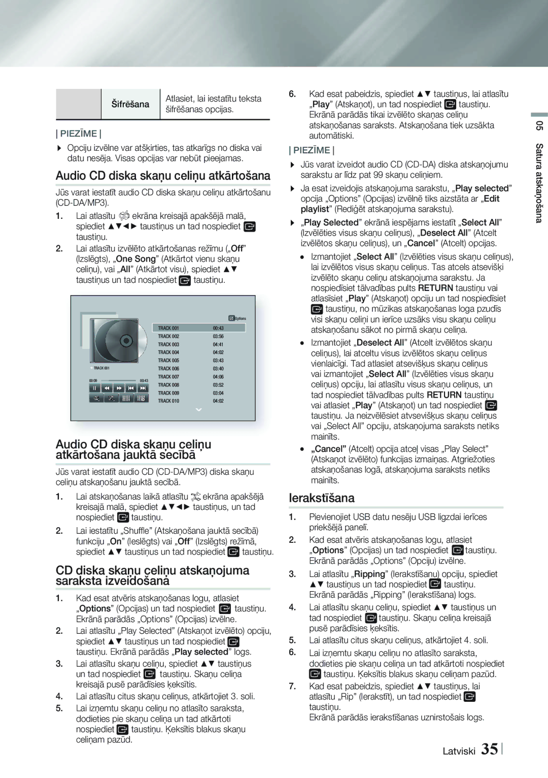 Samsung HT-FS5200/EN manual CD diska skaņu celiņu atskaņojuma saraksta izveidošana, Ierakstīšana 