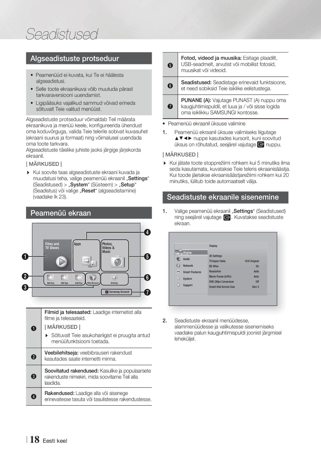 Samsung HT-FS5200/EN manual Seadistused, Üksus on rõhutatud, seejärel vajutage nuppu, Laadida 