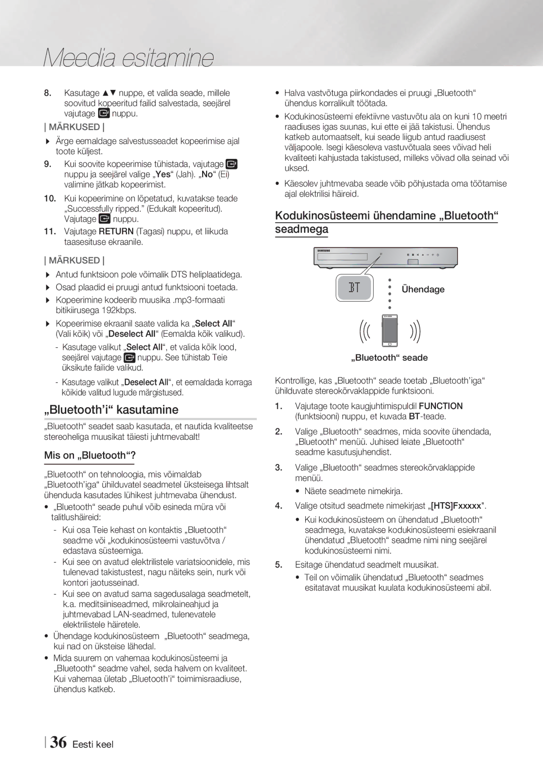 Samsung HT-FS5200/EN manual „Bluetooth’i kasutamine, Mis on „Bluetooth?, Ühendage „Bluetooth seade 