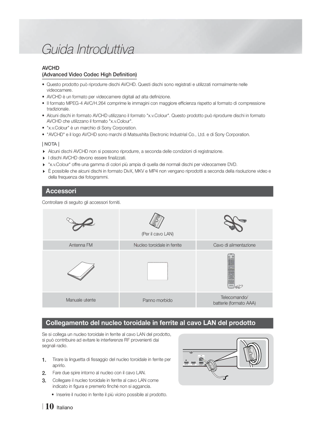 Samsung HT-FS5200/XN, HT-F5200/XN, HT-F5200/EN, HT-FS5200/EN, HT-F5200/ZF Accessori, Advanced Video Codec High Definition 