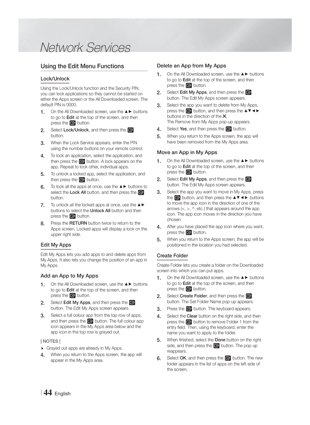 Samsung HT-F5200/ZF, HT-FS5200/XN, HT-F5200/XN, HT-F5200/EN, HT-FS5200/EN, HT-FS5200/ZF manual Using the Edit Menu Functions 