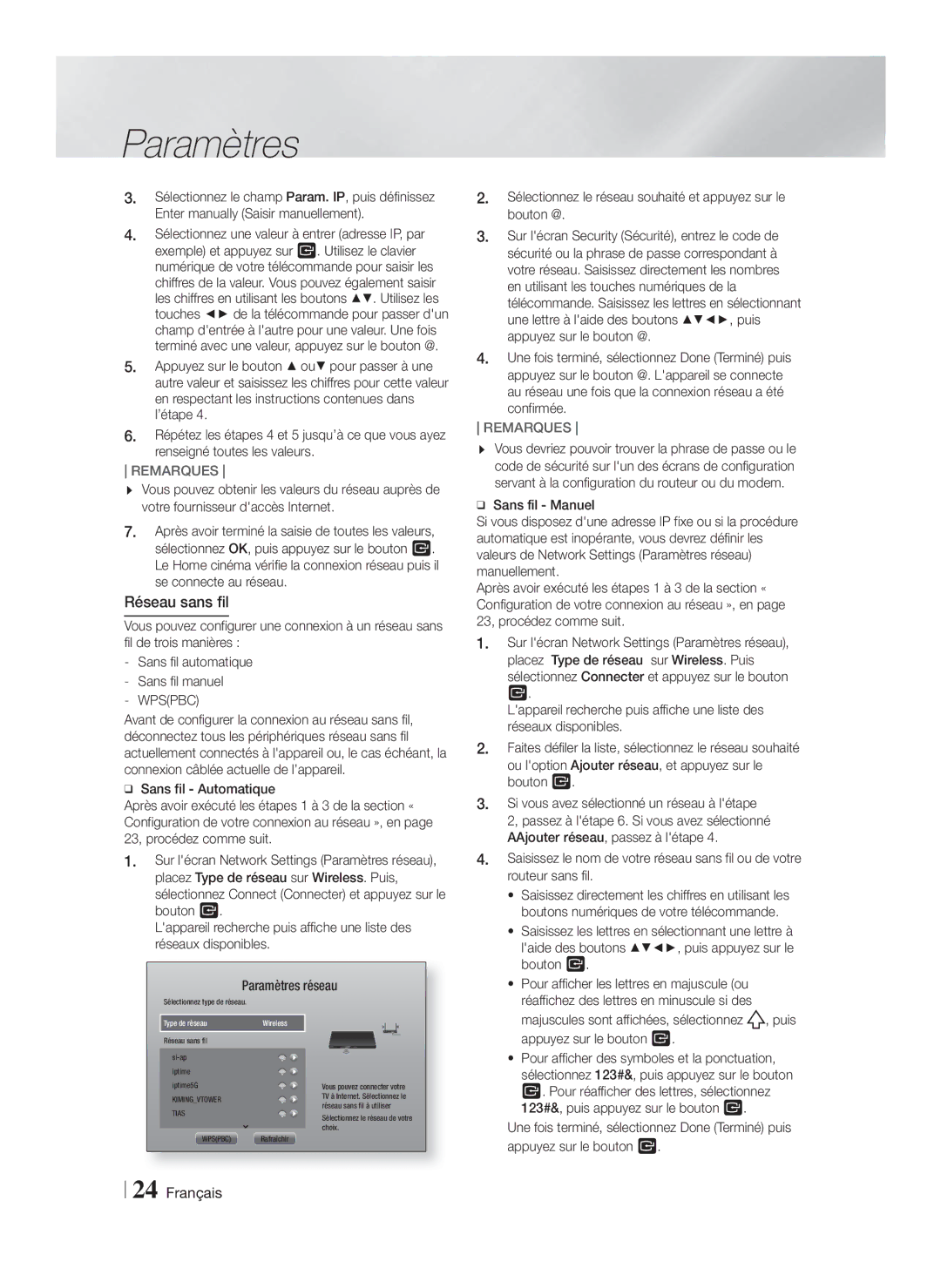 Samsung HT-F5200/EN, HT-FS5200/XN, HT-F5200/XN, HT-FS5200/EN, HT-F5200/ZF, HT-FS5200/ZF, HT-F5200/XE manual Réseau sans fil 