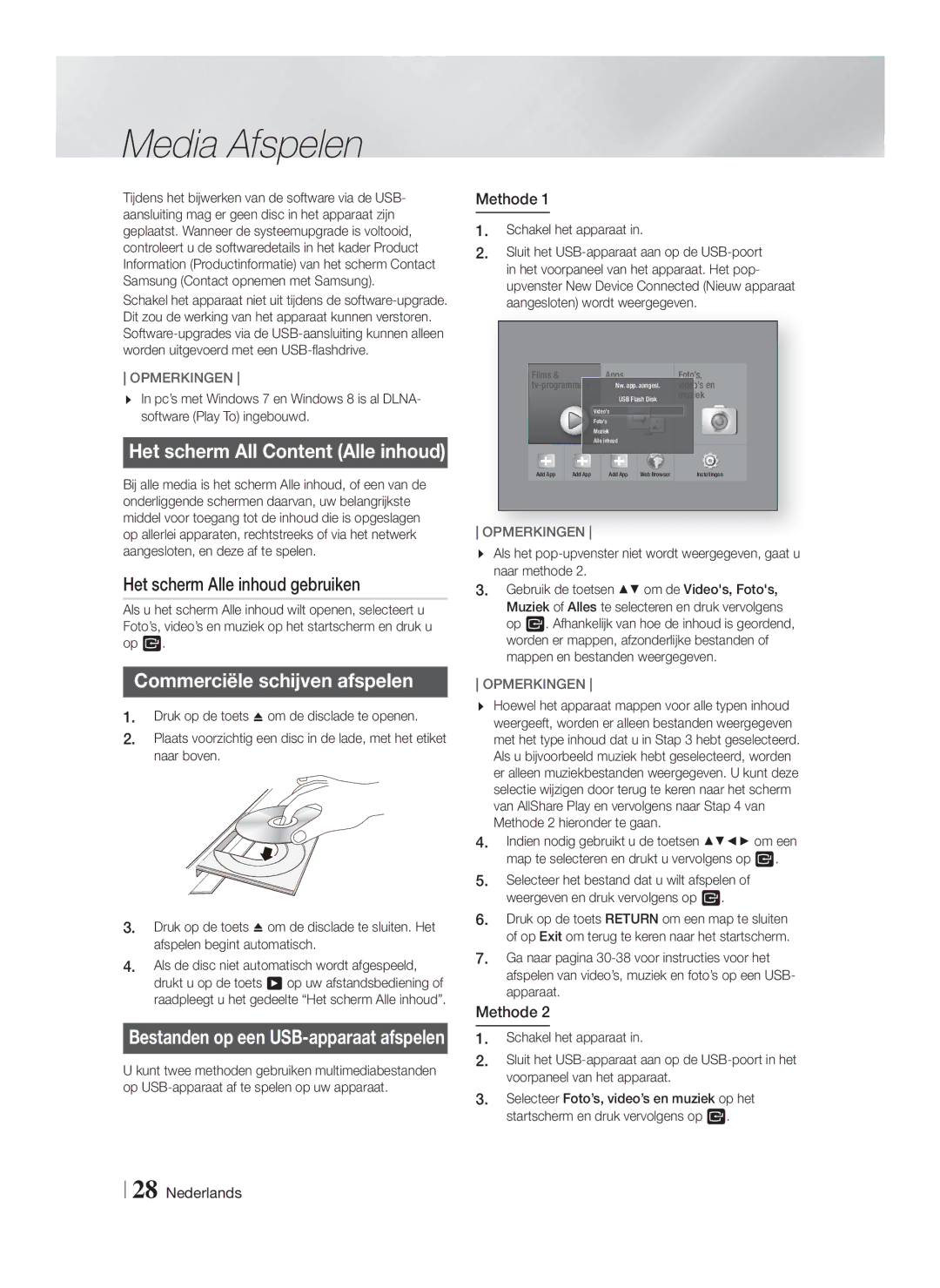 Samsung HT-F5200/EN manual Media Afspelen, Het scherm All Content Alle inhoud, Het scherm Alle inhoud gebruiken, Methode 