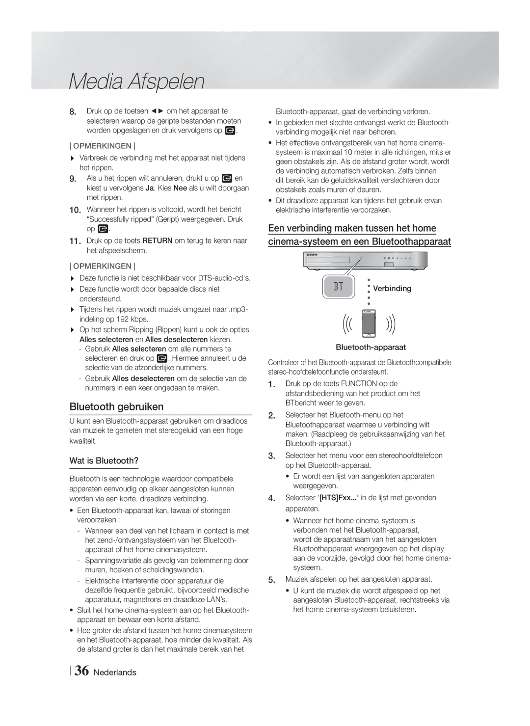 Samsung HT-F5200/ZF Bluetooth gebruiken, Wat is Bluetooth?, Een Bluetooth-apparaat kan, lawaai of storingen veroorzaken 