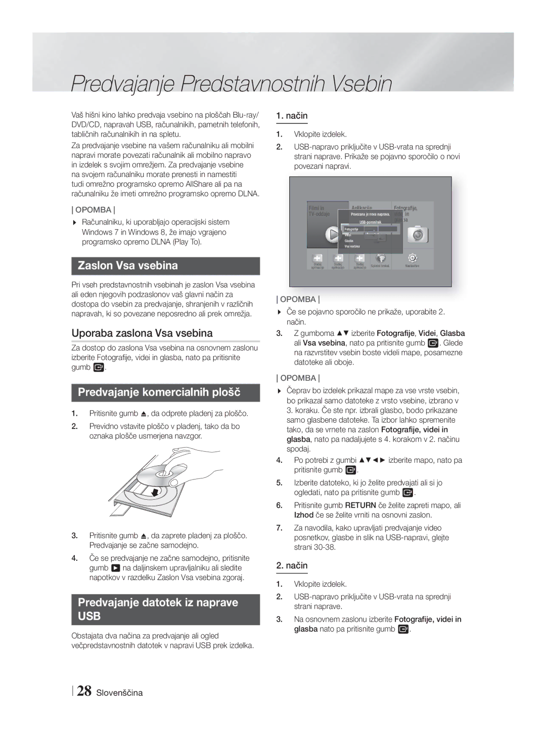 Samsung HT-FS6200/EN manual Predvajanje Predstavnostnih Vsebin, Zaslon Vsa vsebina, Uporaba zaslona Vsa vsebina 