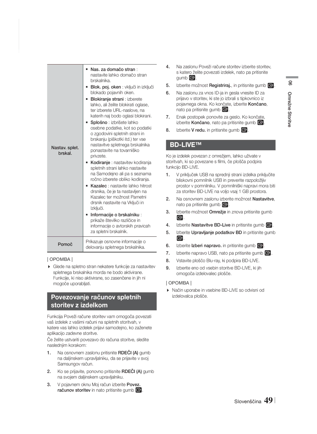 Samsung HT-FS6200/EN manual Povezovanje računov spletnih Storitev z izdelkom 