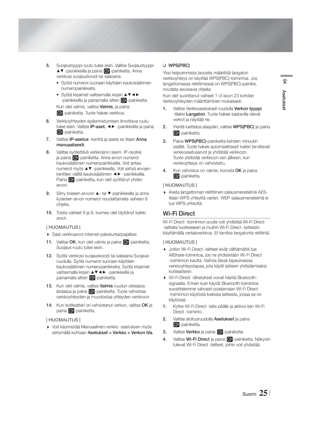 Samsung HT-FS6200/XE manual Wi-Fi Direct 