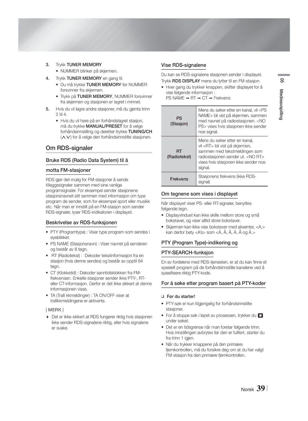 Samsung HT-FS6200/XE manual Om RDS-signaler 