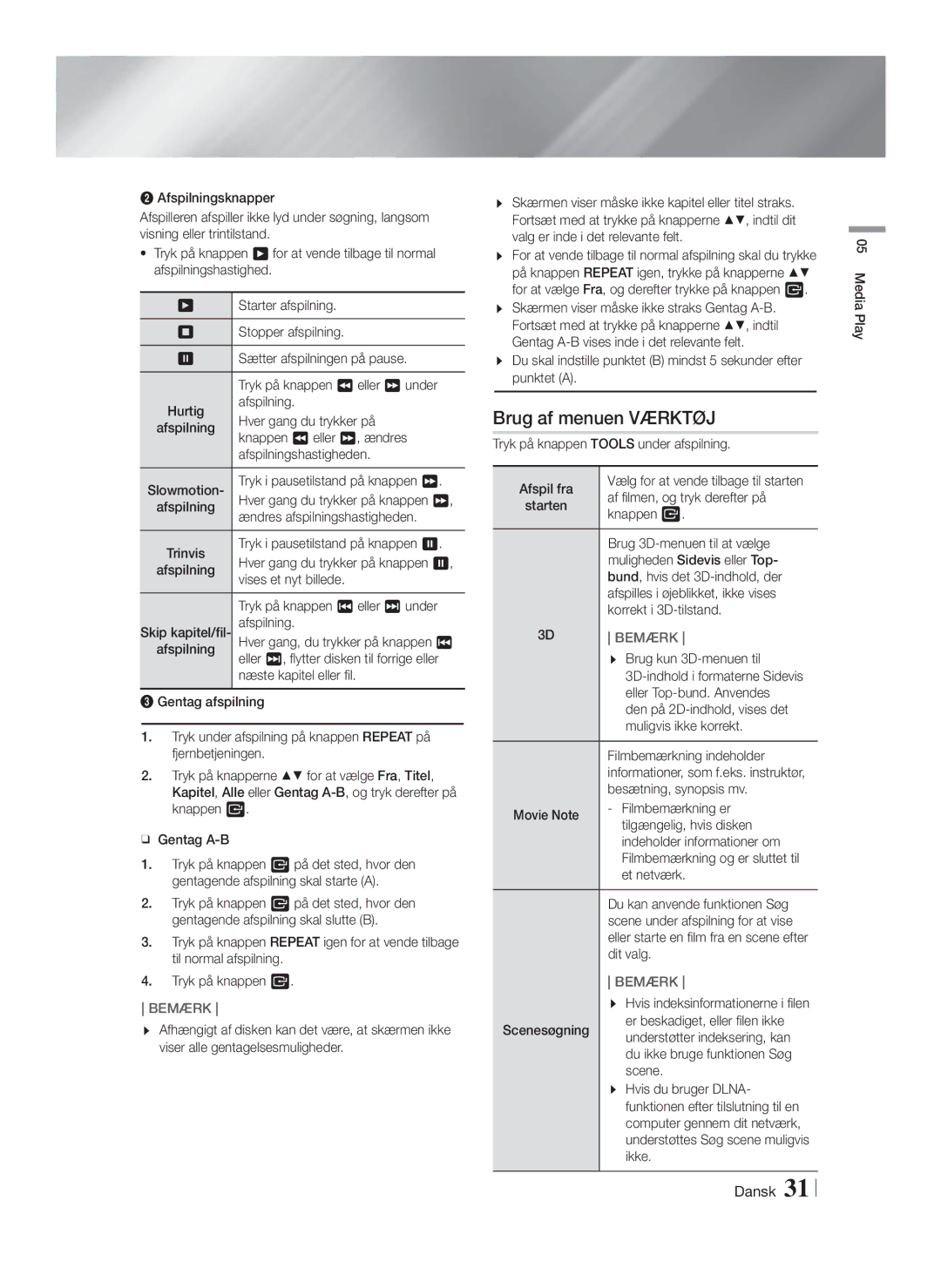 Samsung HT-FS6200/XE manual Brug af menuen Værktøj 