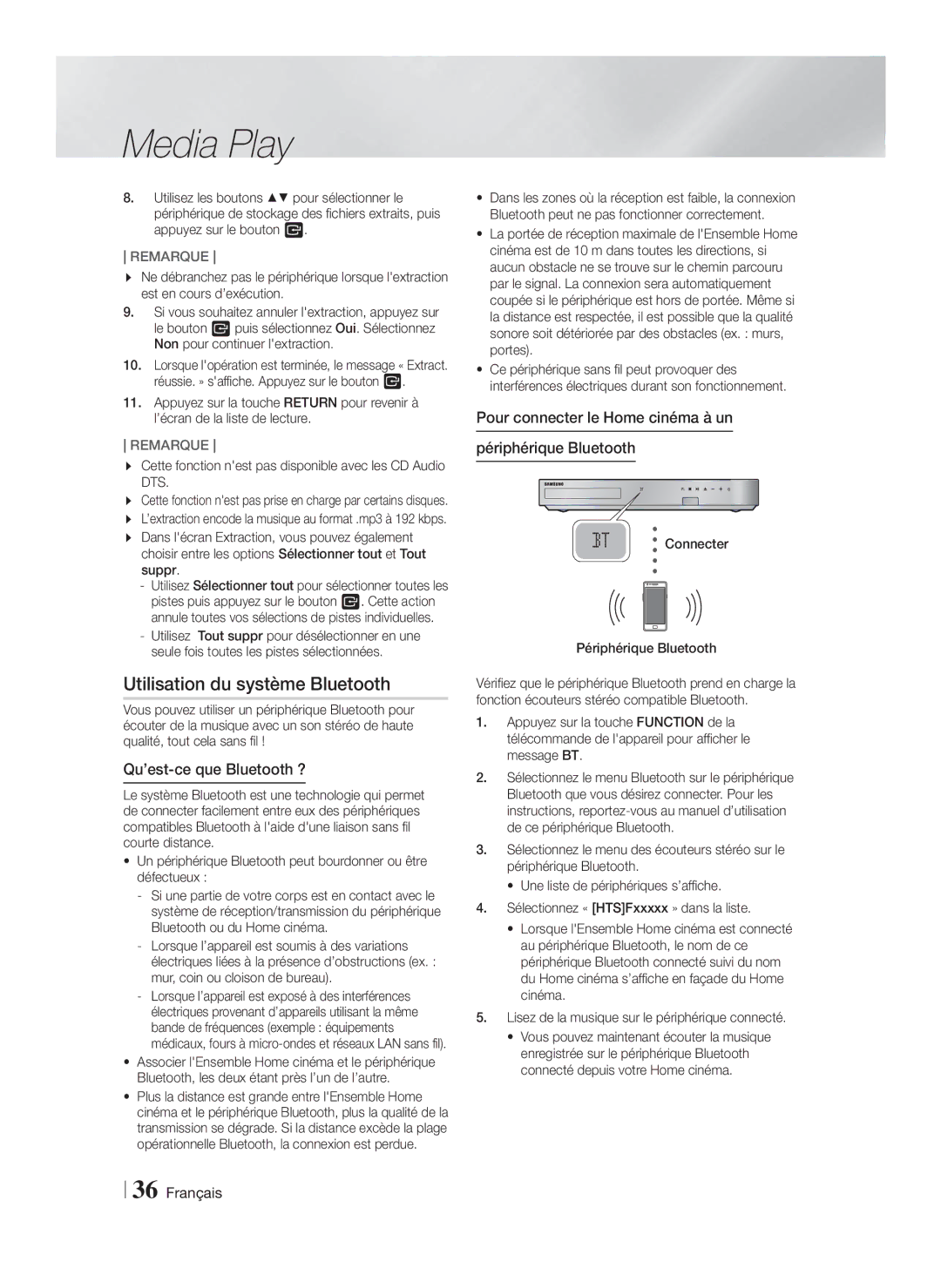 Samsung HT-FS6200/EN manual Utilisation du système Bluetooth, Qu’est-ce que Bluetooth ?, Connecter Périphérique Bluetooth 