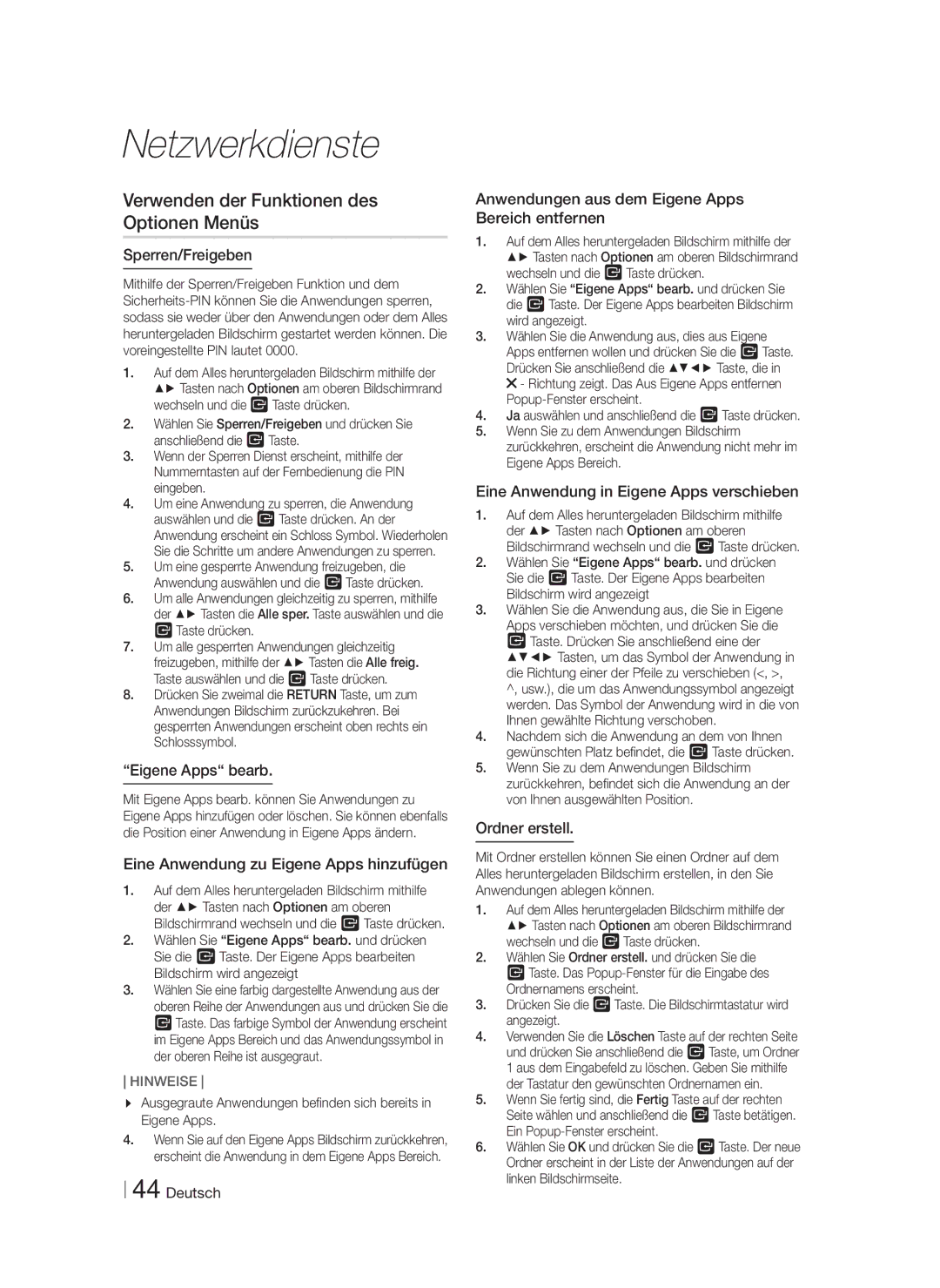 Samsung HT-FS6200/ZF, HT-FS6200/XN, HT-FS6200/EN manual Verwenden der Funktionen des Optionen Menüs 