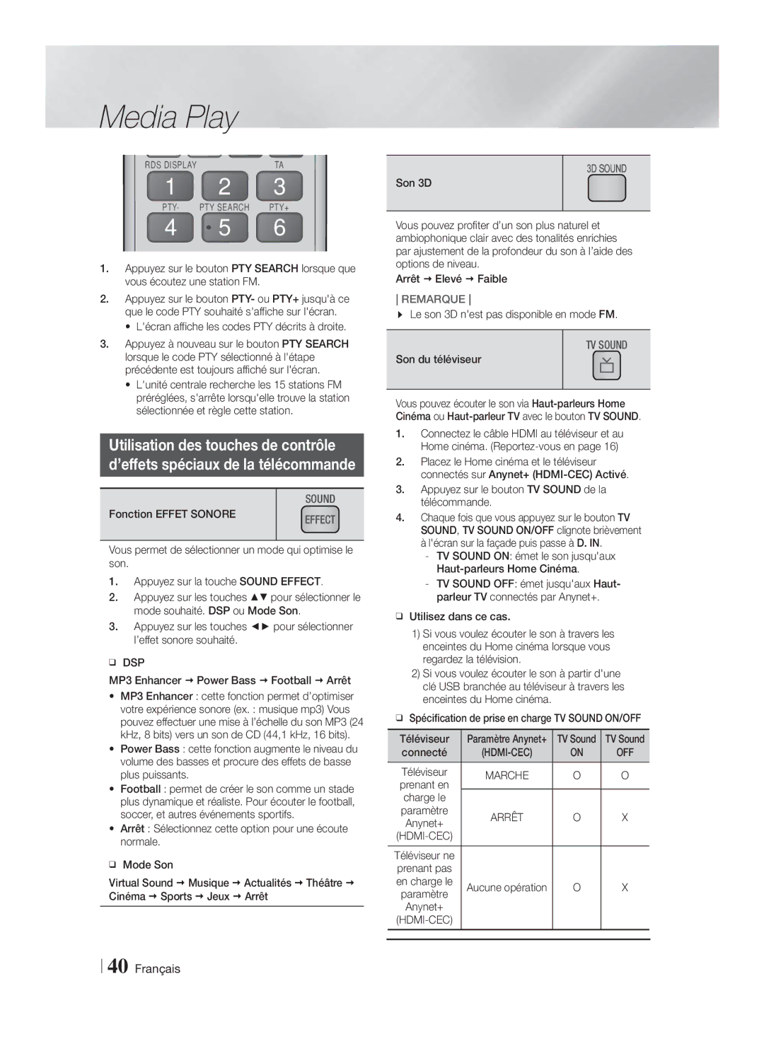 Samsung HT-FS6200/EN, HT-FS6200/XN, HT-FS6200/ZF manual Utilisation des touches de contrôle, Dsp 