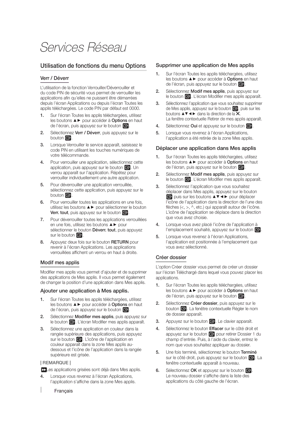 Samsung HT-FS6200/ZF, HT-FS6200/XN, HT-FS6200/EN manual Utilisation de fonctions du menu Options 