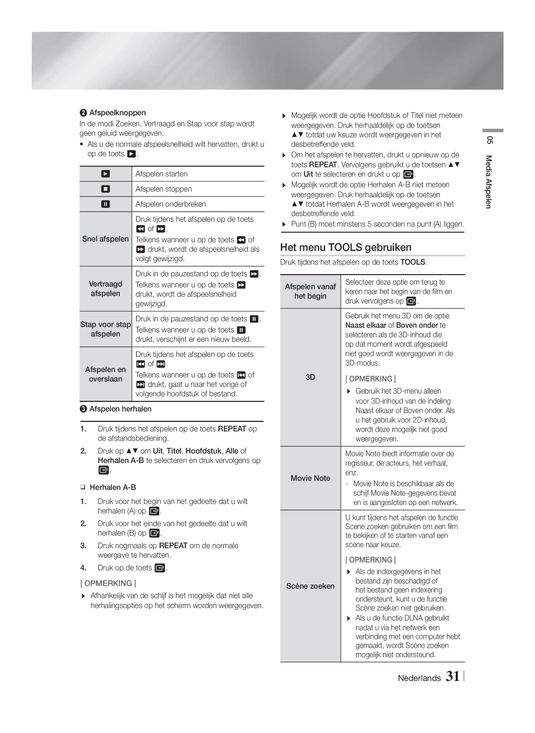 Samsung HT-FS6200/EN, HT-FS6200/XN, HT-FS6200/ZF manual Het menu Tools gebruiken 