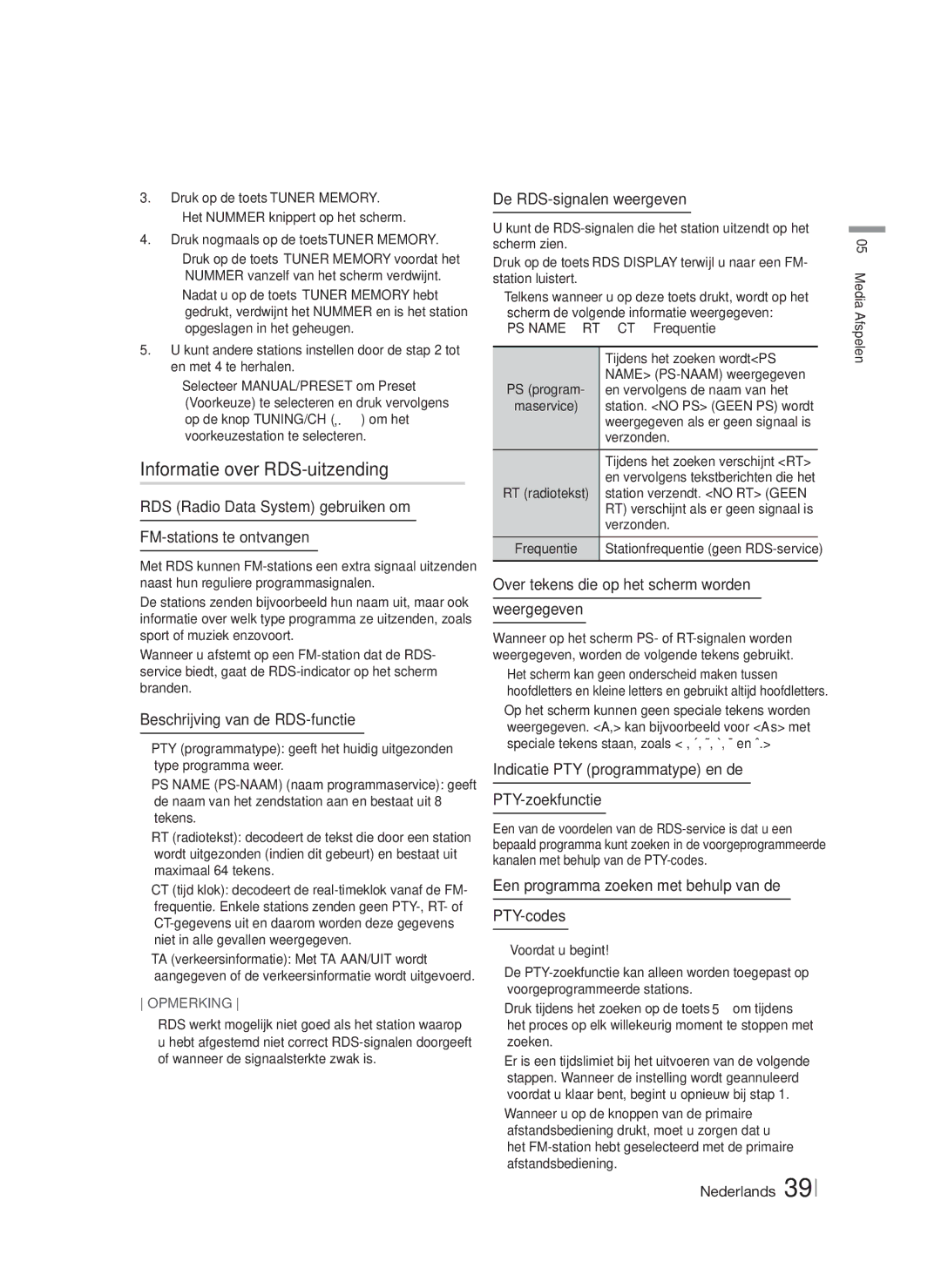 Samsung HT-FS6200/XN, HT-FS6200/EN, HT-FS6200/ZF manual Informatie over RDS-uitzending 