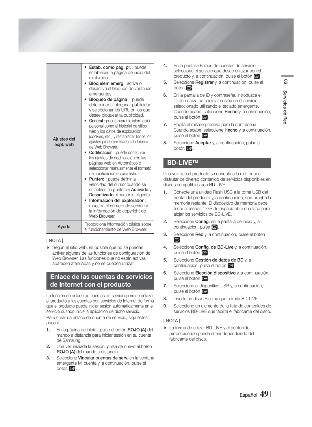 Samsung HT-FS6200/ZF Estab. como pág. pr. puede, Explorador, Bloq elem emerg activa o, Emergentes, Bloqueo de página puede 