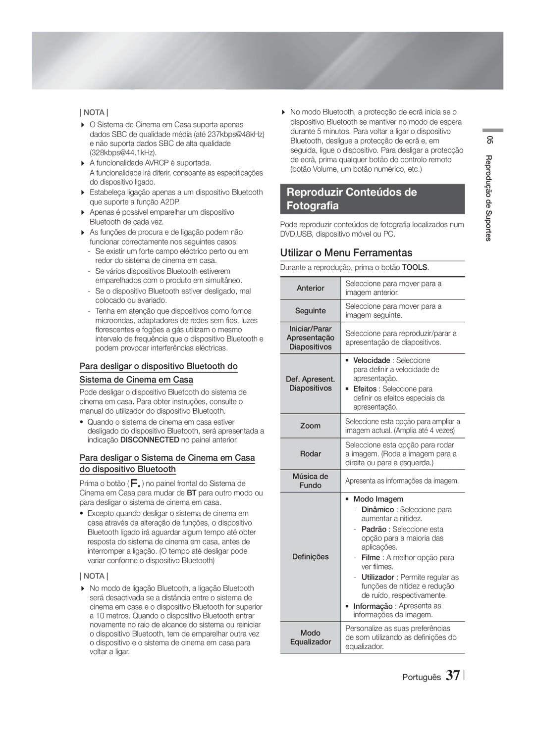 Samsung HT-FS6200/ZF manual Reproduzir Conteúdos de Fotografia 