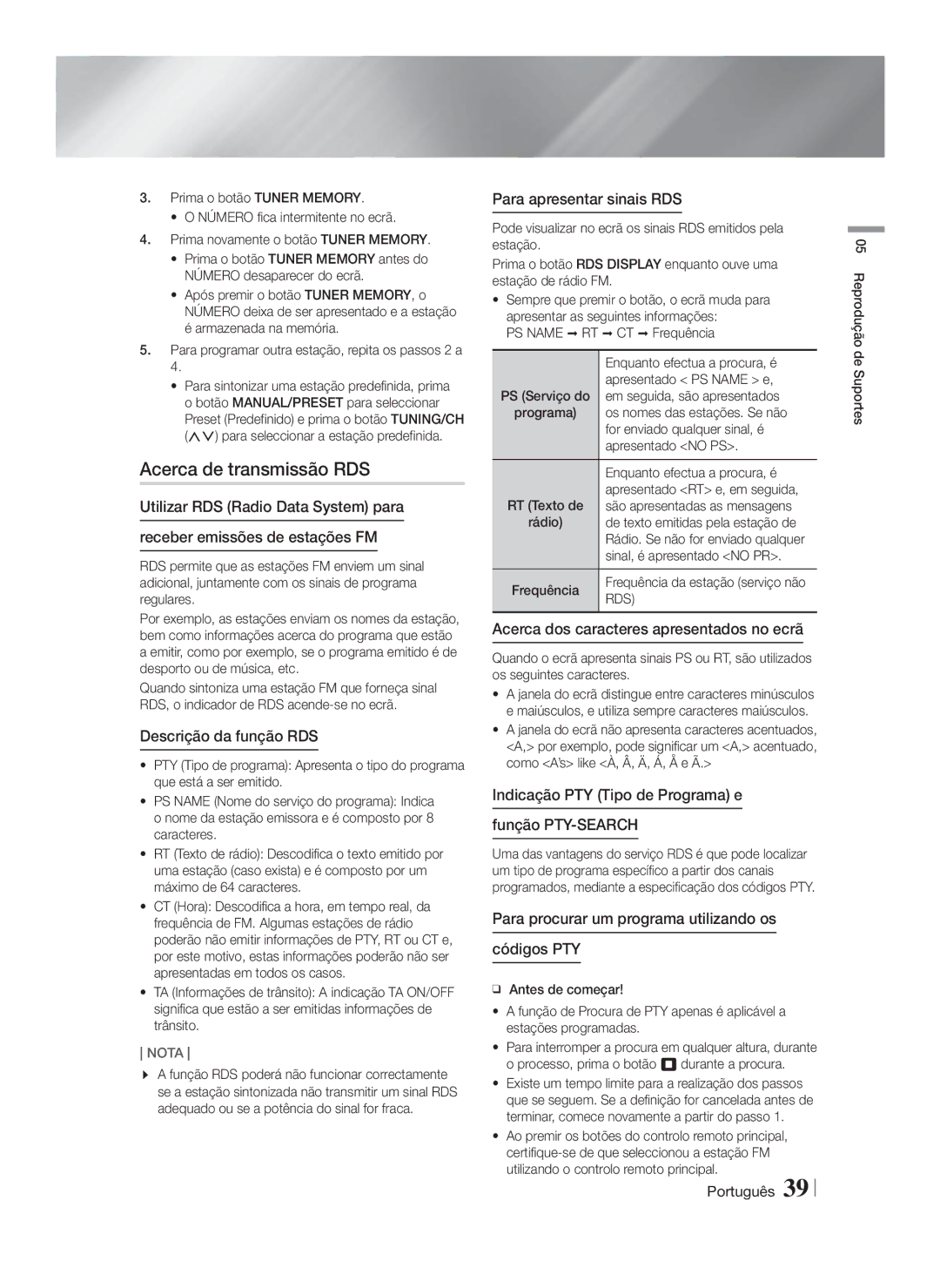 Samsung HT-FS6200/ZF manual Acerca de transmissão RDS 