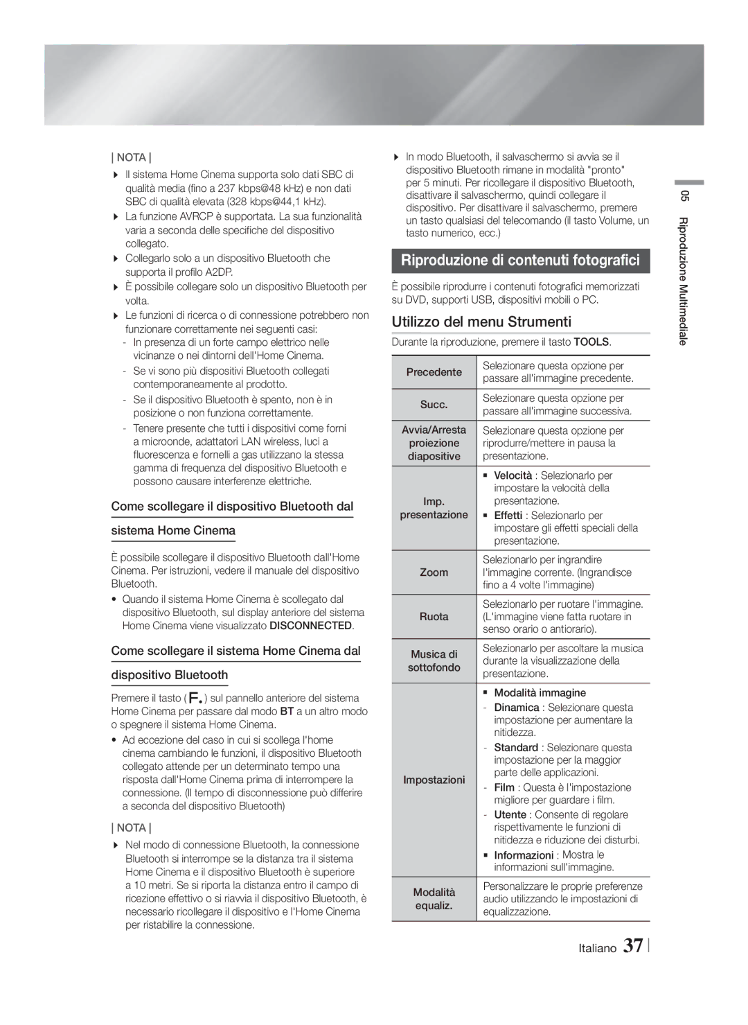 Samsung HT-FS6200/ZF manual Riproduzione di contenuti fotografici 