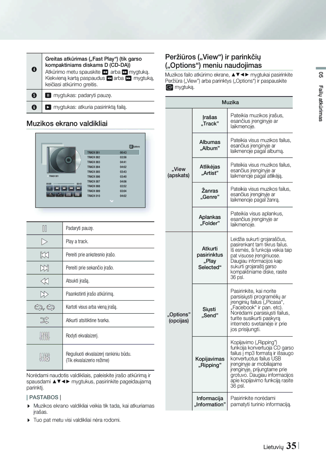 Samsung HT-FS9200/EN manual Muzikos ekrano valdikliai 