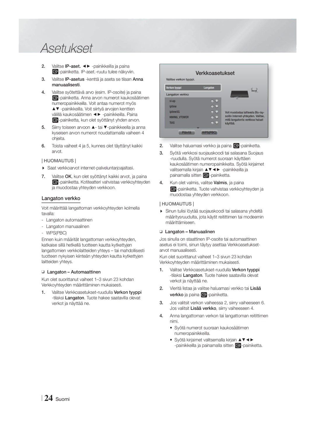 Samsung HT-FS9200/XE manual Langaton verkko 