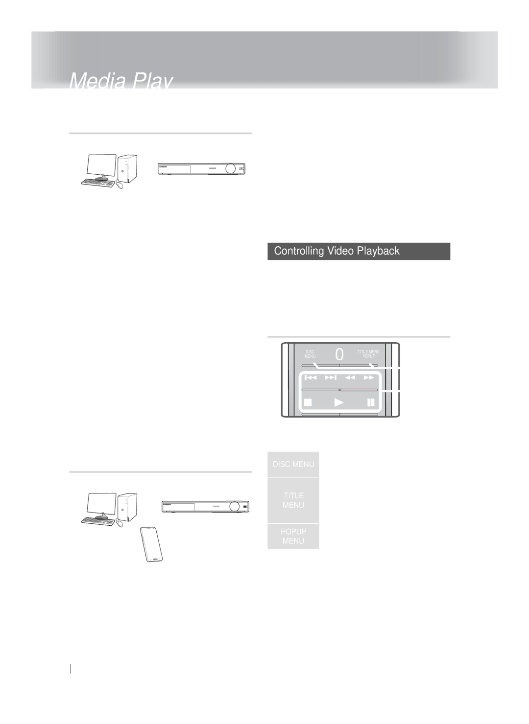 Samsung HT-FS9200/EN manual Controlling Video Playback, Buttons on the Remote Control used for Video Playback, Disc Menu 