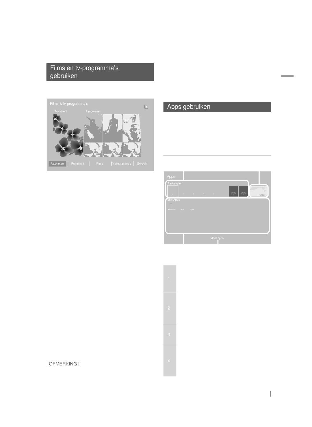 Samsung HT-FS9200/XN, HT-FS9200/ZF manual Films en tv-programmas Gebruiken, Apps gebruiken, Apps-scherm in vogelvlucht 