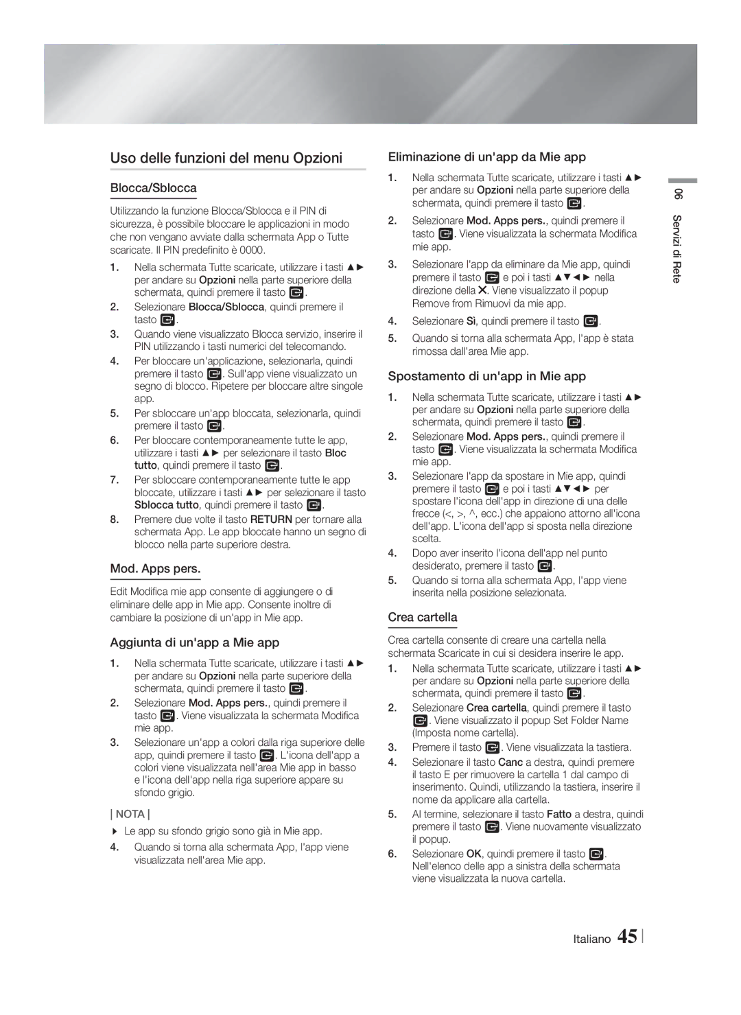 Samsung HT-FS9200/ZF manual Uso delle funzioni del menu Opzioni 