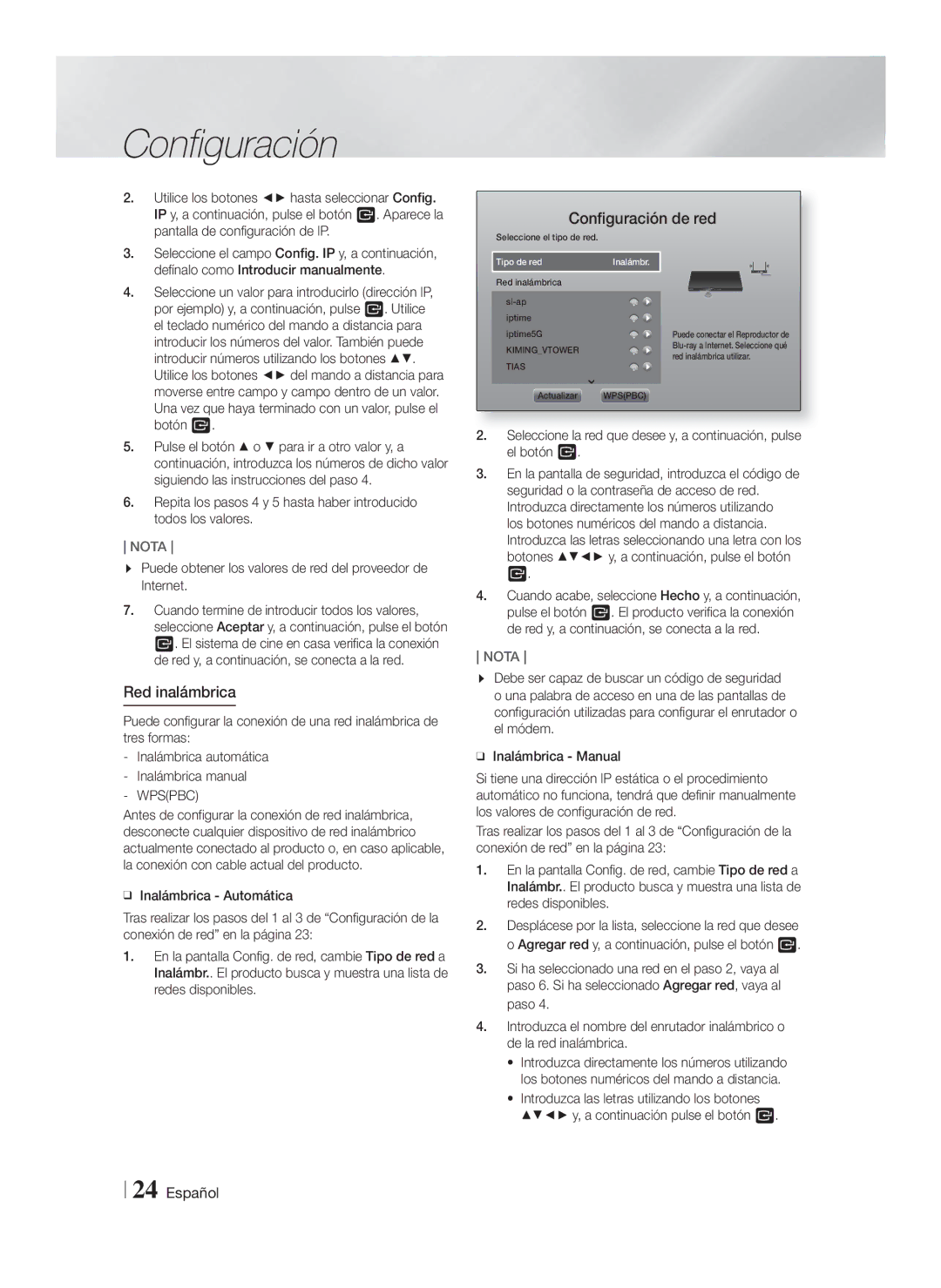 Samsung HT-FS9200/ZF manual Red inalámbrica 