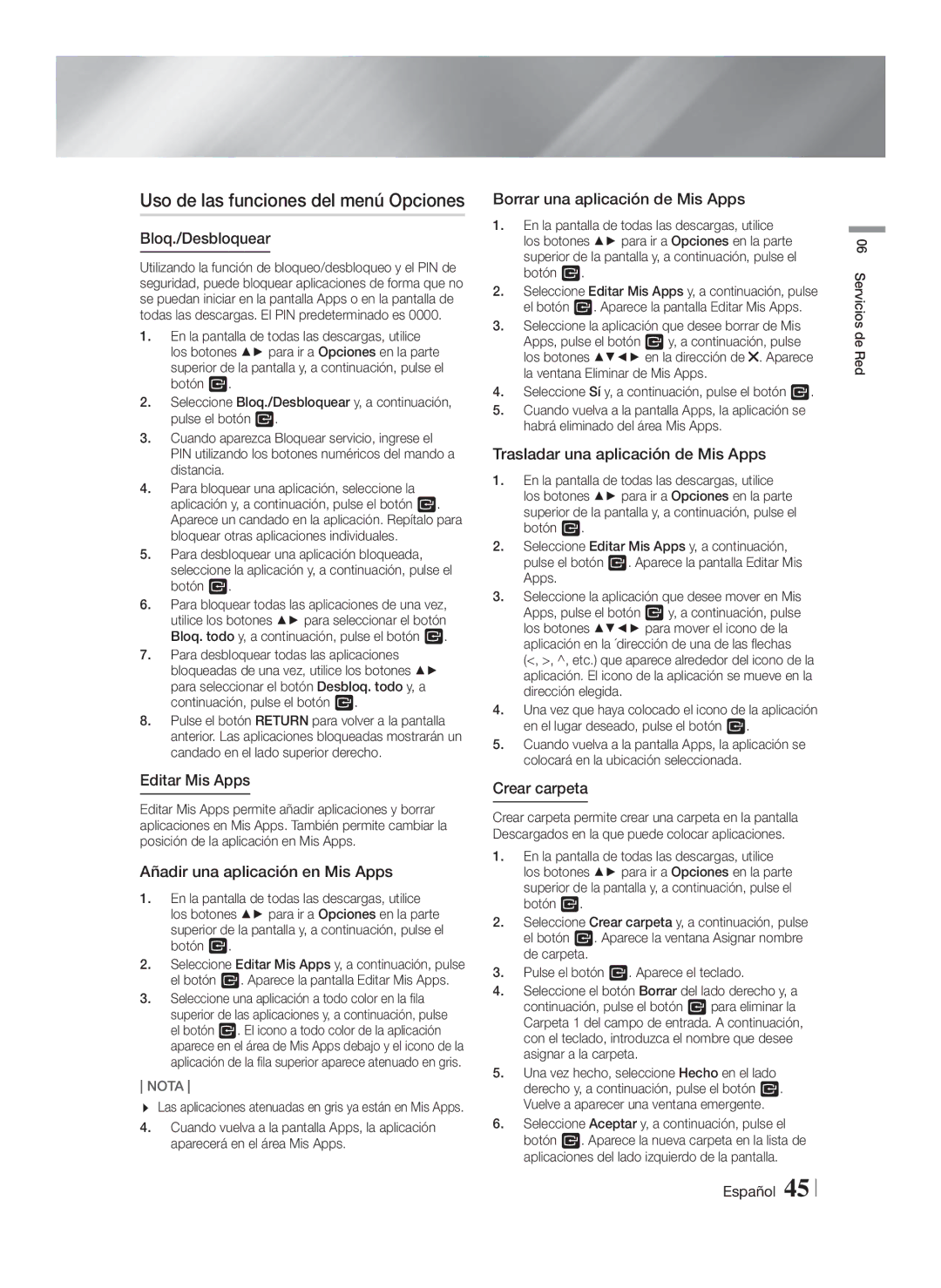 Samsung HT-FS9200/ZF manual Uso de las funciones del menú Opciones 