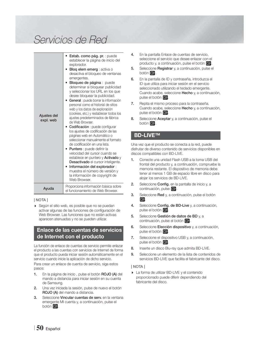 Samsung HT-FS9200/ZF Estab. como pág. pr. puede, Explorador, Bloq elem emerg activa o, Emergentes, Bloqueo de página puede 