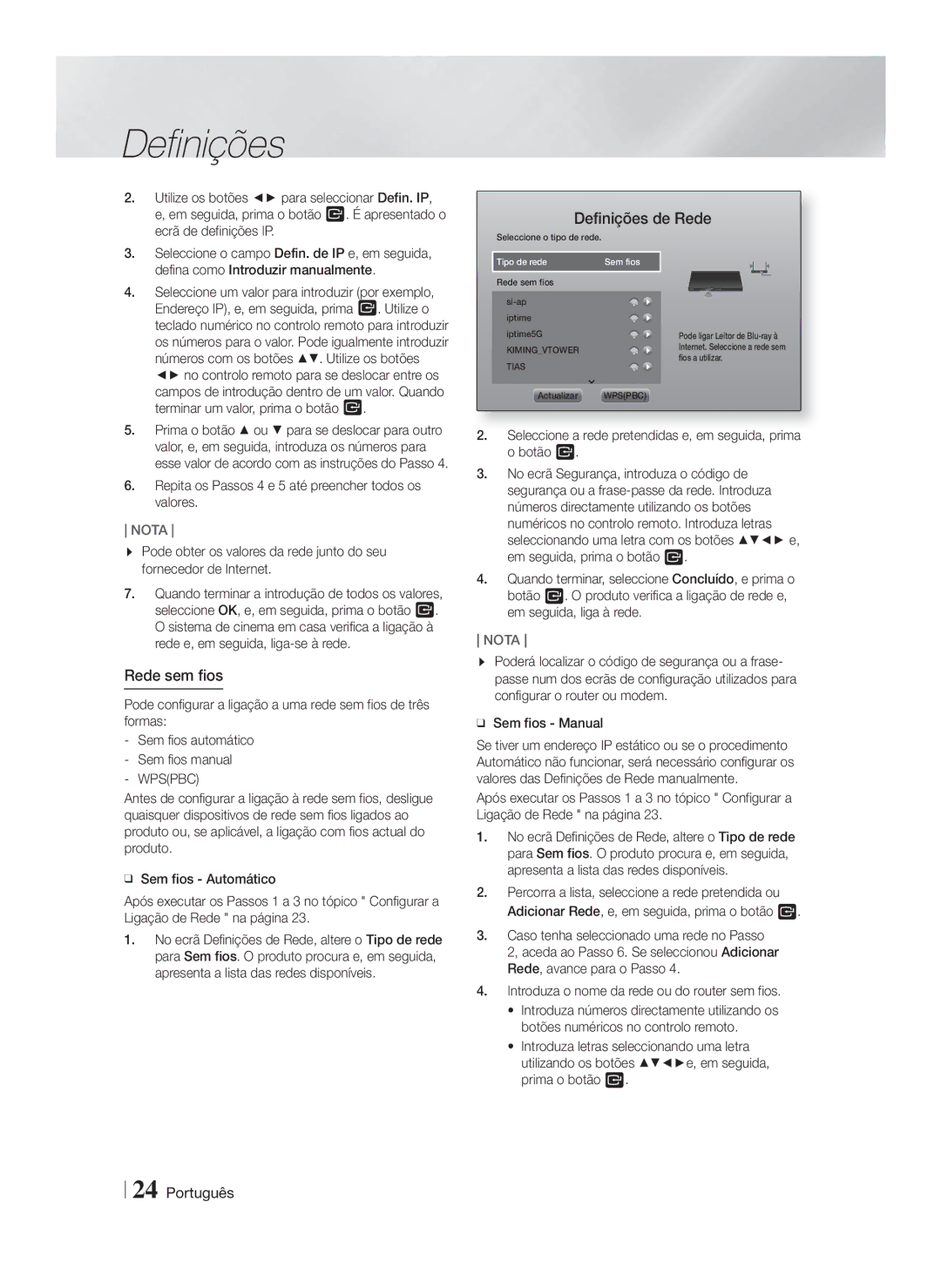 Samsung HT-FS9200/ZF manual Rede sem fios 