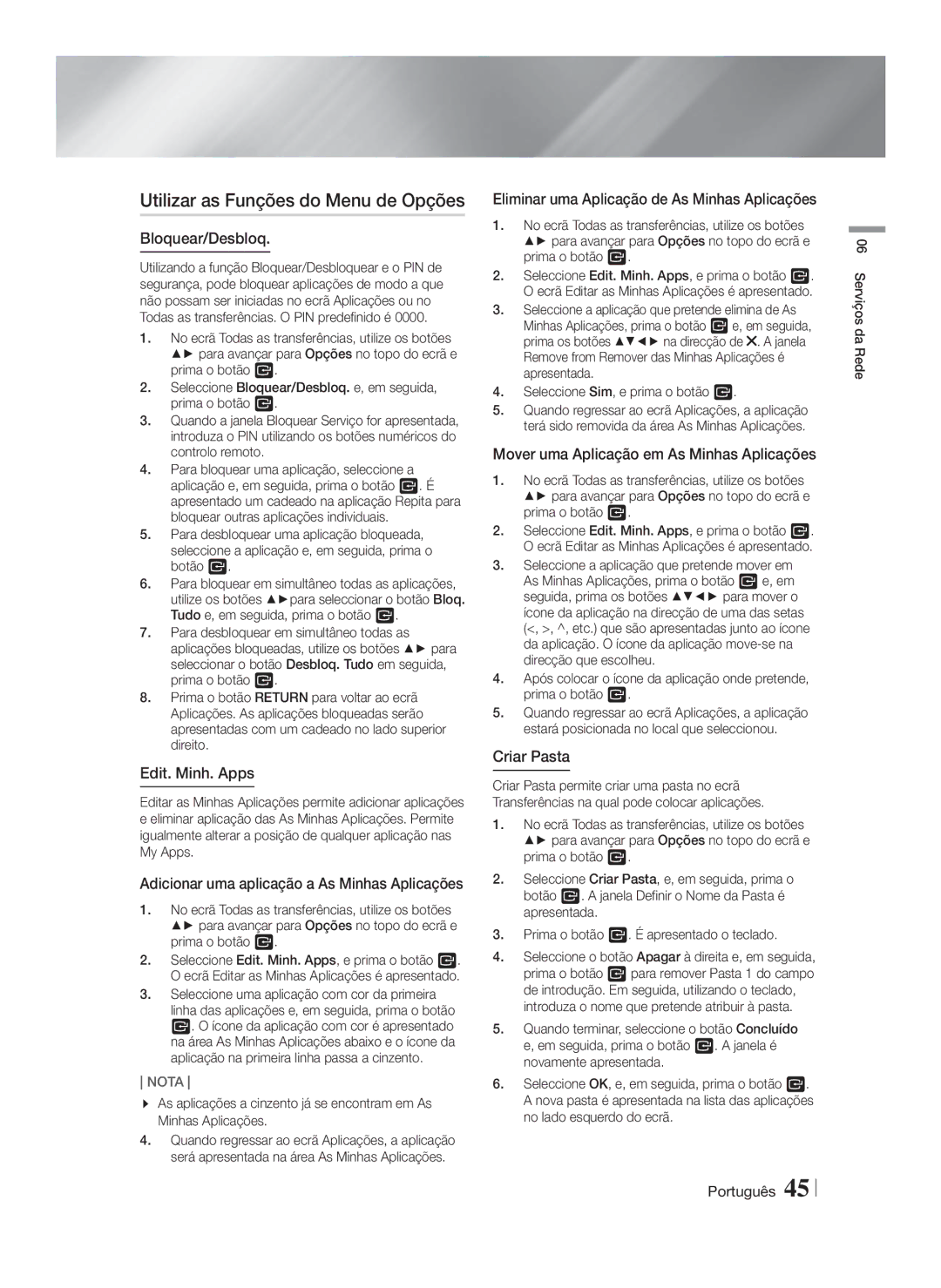 Samsung HT-FS9200/ZF manual Utilizar as Funções do Menu de Opções 