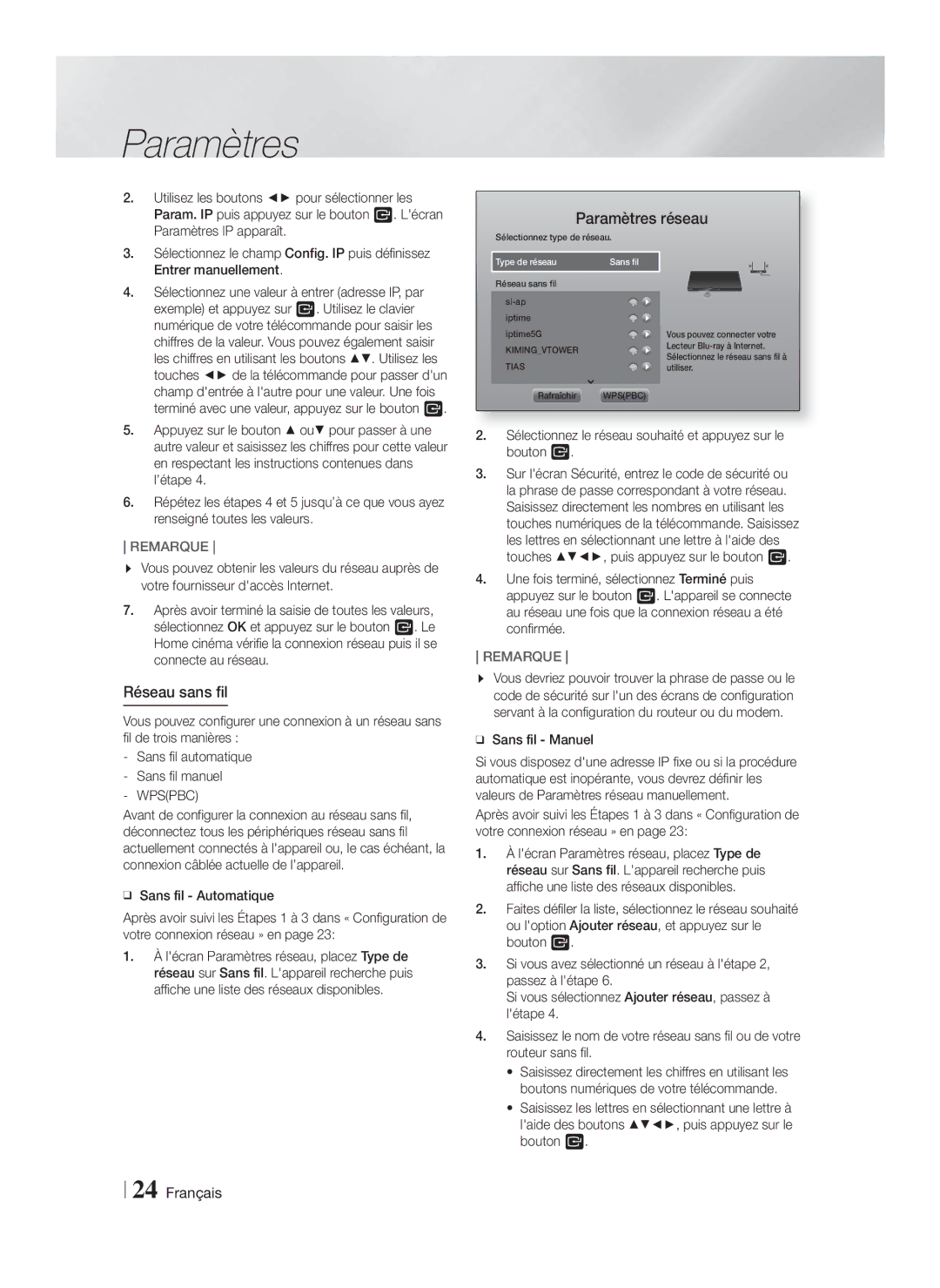 Samsung HT-FS9200/ZF manual Réseau sans fil, Wpspbc 